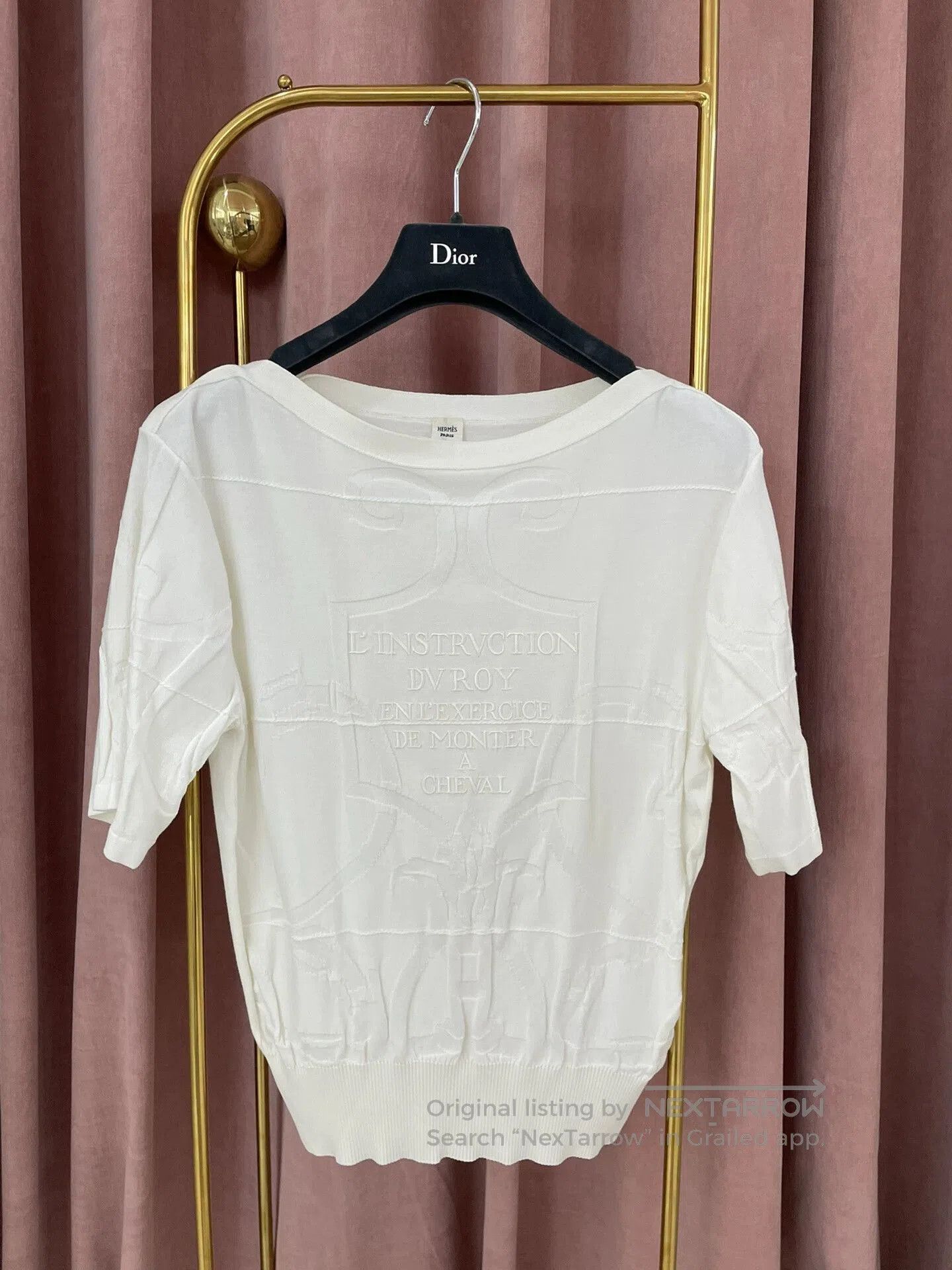 Hermes White Short Sleeve Knit Top.