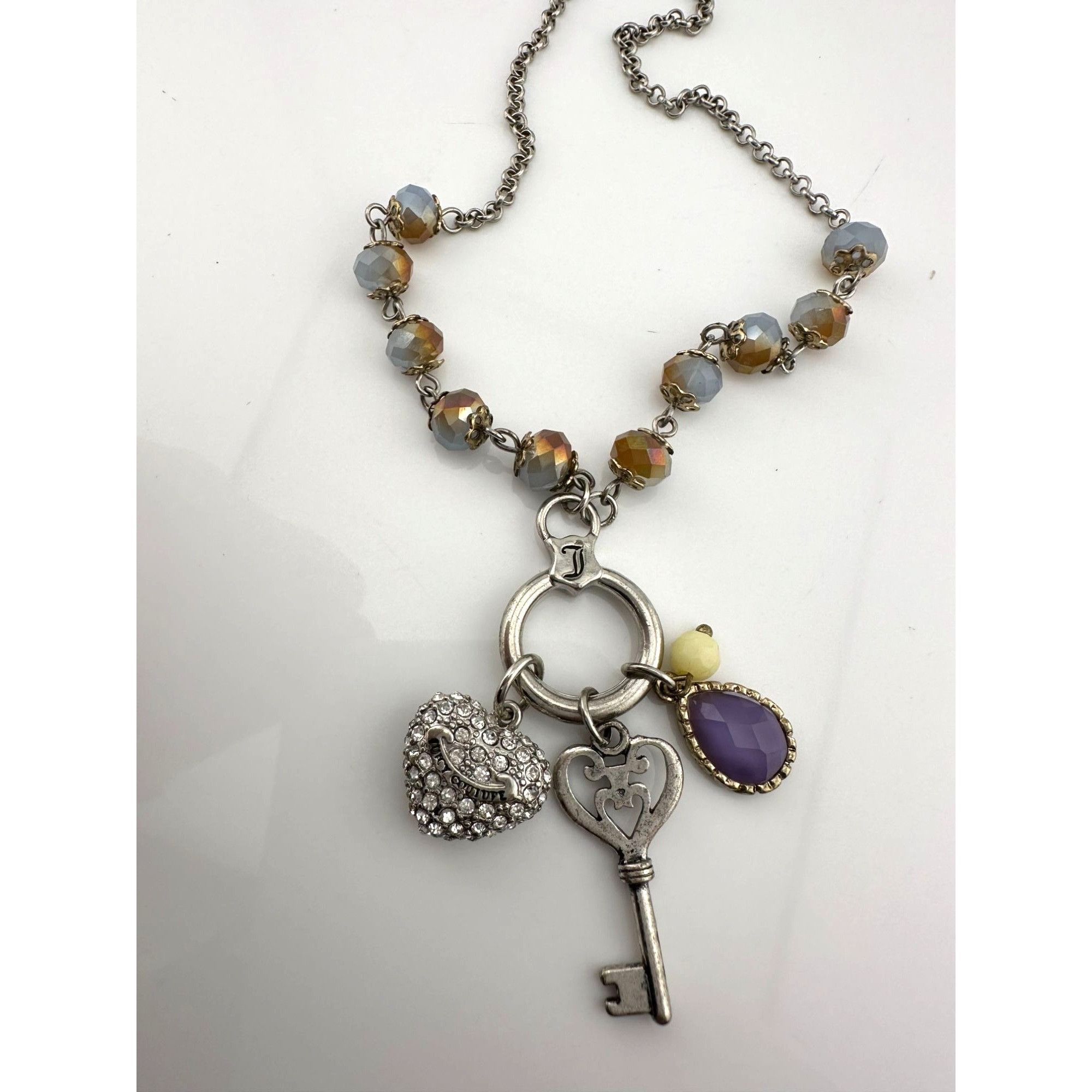 Juicy Couture Juicy Couture Charm Necklace Heart, Key and Gemstone on Ring Size ONE SIZE - 5 Thumbnail