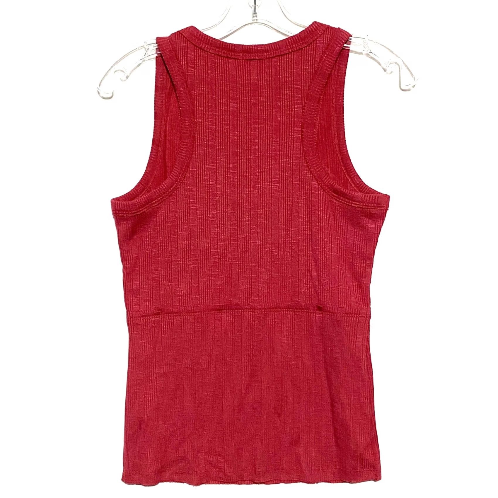 BKE BKE V Neck Tank Top Womens S Red Ribbed Stretch Summer Grunge Skater Y2K Edgy Size S / US 4 / IT 40 - 2 Thumbnail