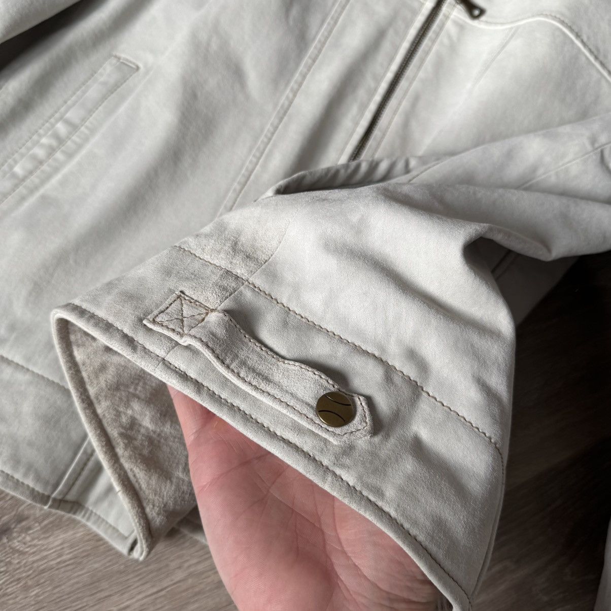Genuine Leather × Vintage Vintage White Suede Leather Jacket XL Oversized Biker RARE Size US XL / EU 56 / 4 - 5 Thumbnail