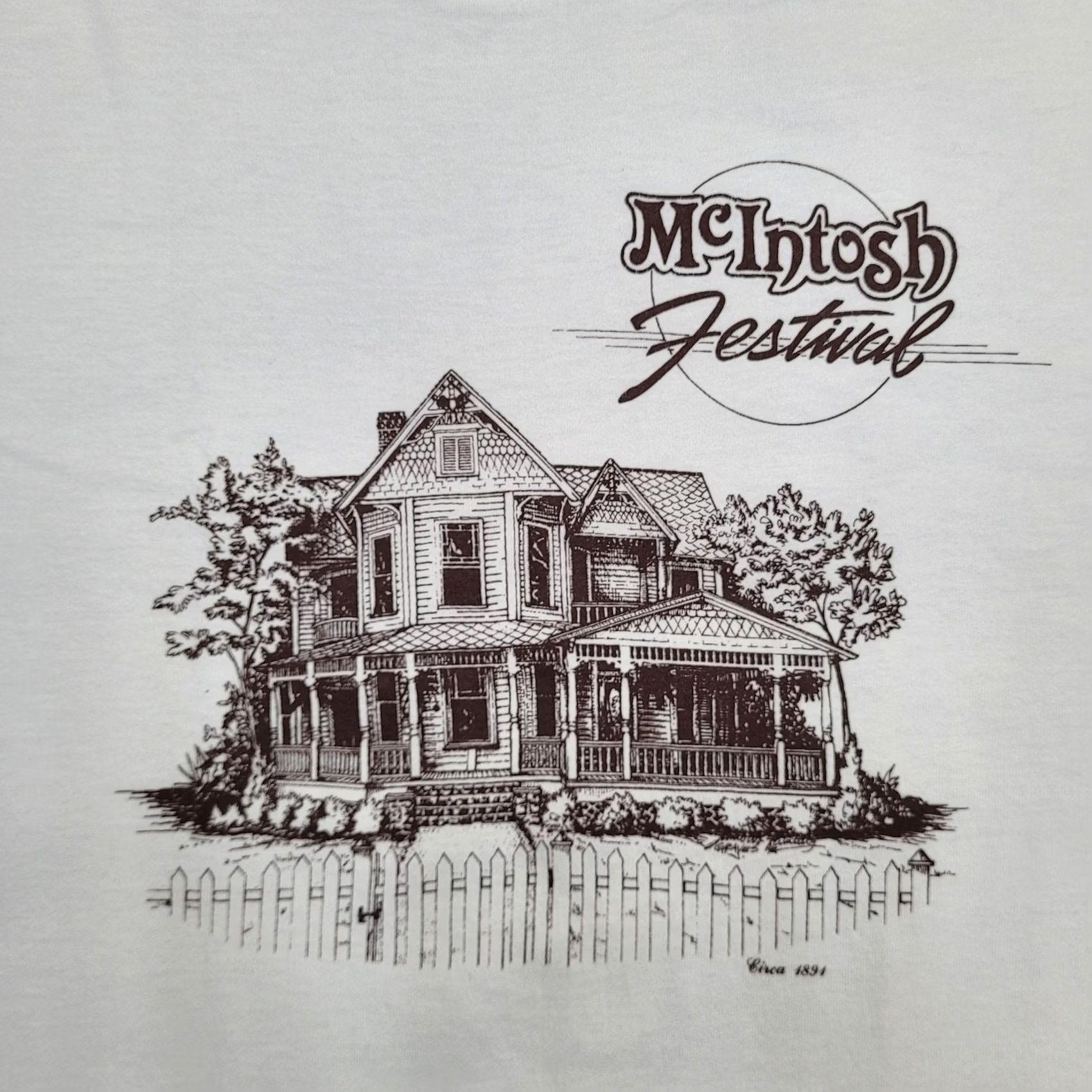Vintage VINTAGE McIntosh 1891 Festival Shirt M White Logo Graphic Tee Oneita Power 50 Short Sleeve Cropped 1990s Mens Size US M / EU 48-50 / 2 - 3 Thumbnail