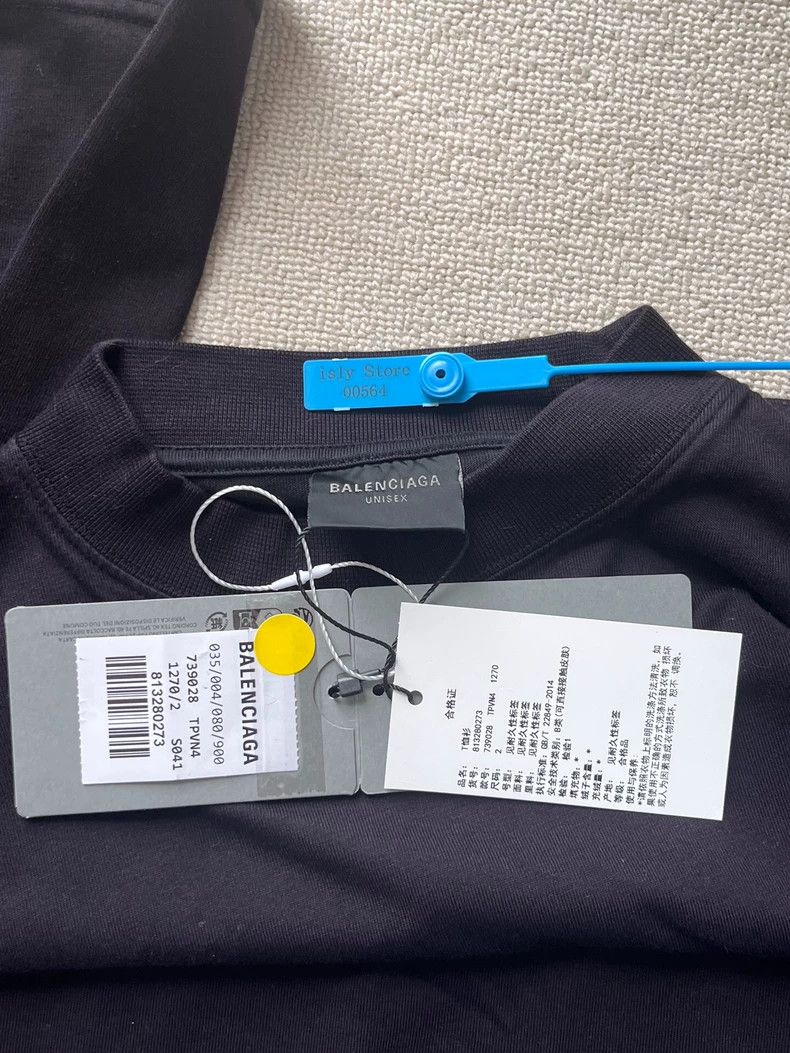 Balenciaga Balenciaga Solid Logo Label Short Sleeve Tee Size US S / EU 44-46 / 1 - 5 Thumbnail
