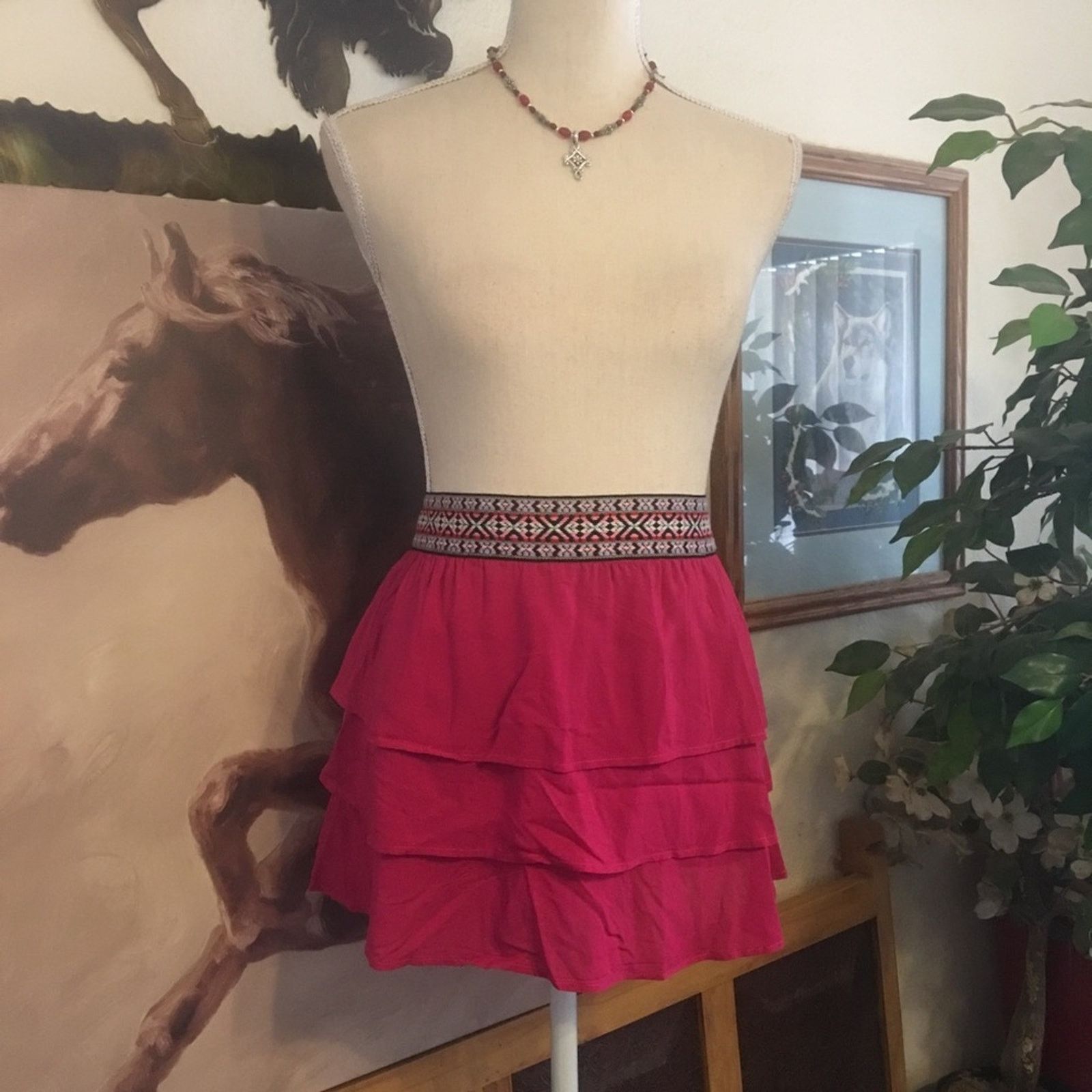 Other Tobi mini pink ruffle embroidered waist skirt NWT Size 32" / US 10 / IT 46 - 1 Thumbnail