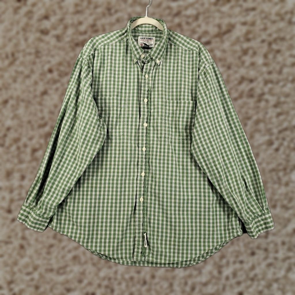 Abercrombie & Fitch VINTAGE Abercrombie & Fitch Button-Up Shirt Mens L Green Plaid (Y2K) Size US L / EU 52-54 / 3 - 1 Thumbnail