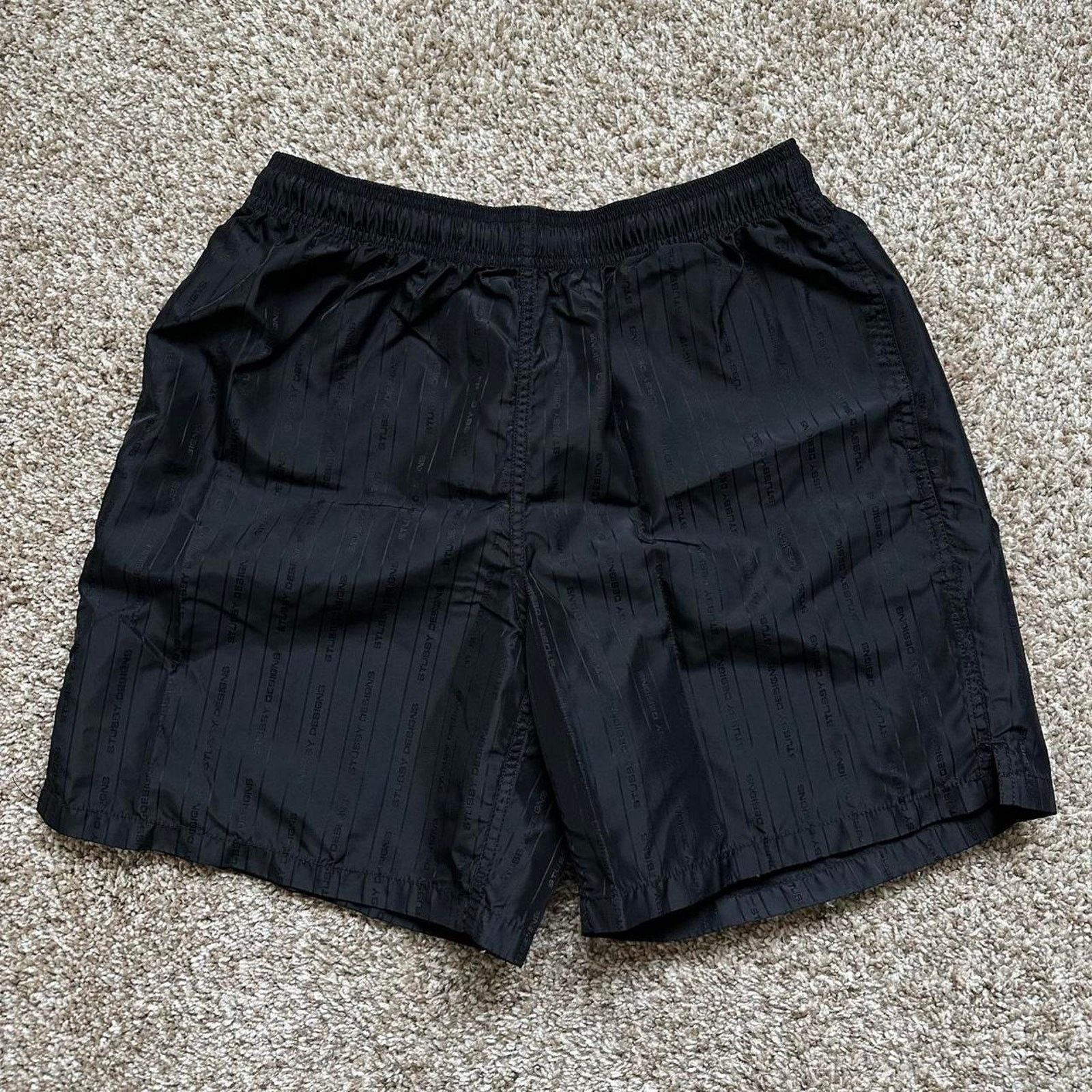 Stussy Black striped Stussy Swim Suit Bathing Suit Trunks Shorts Size US 31 - 1 Thumbnail