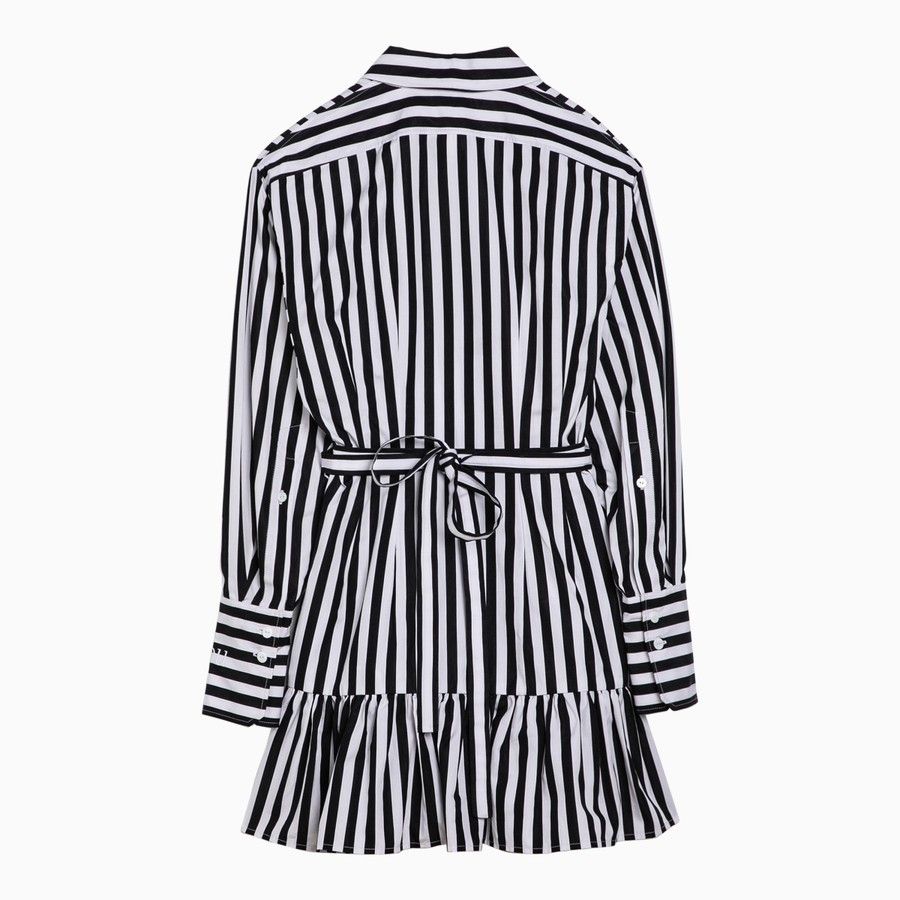 Patou o1d2blof0924 Striped Cotton Mini Dress in Black & White Size XS / US 0-2 / IT 36-38 - 2 Thumbnail