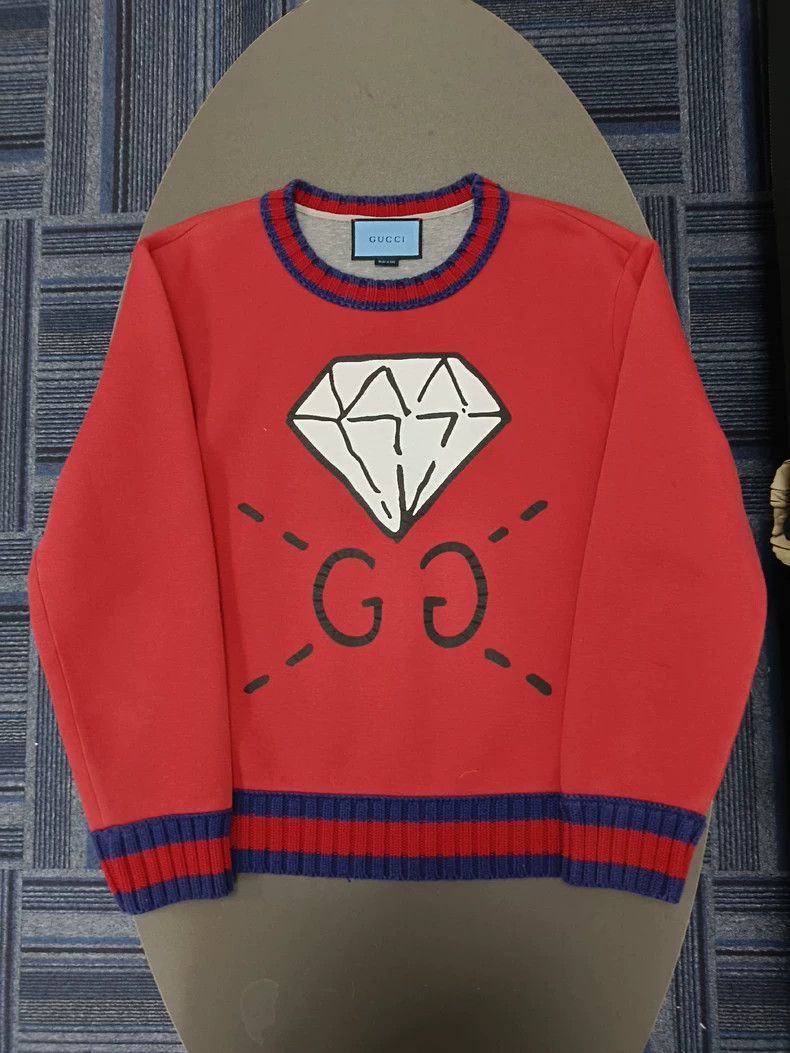 Gucci Gucci Double Glogo diamond print knitted collar sweatshirt Size US L / EU 52-54 / 3 - 1 Thumbnail