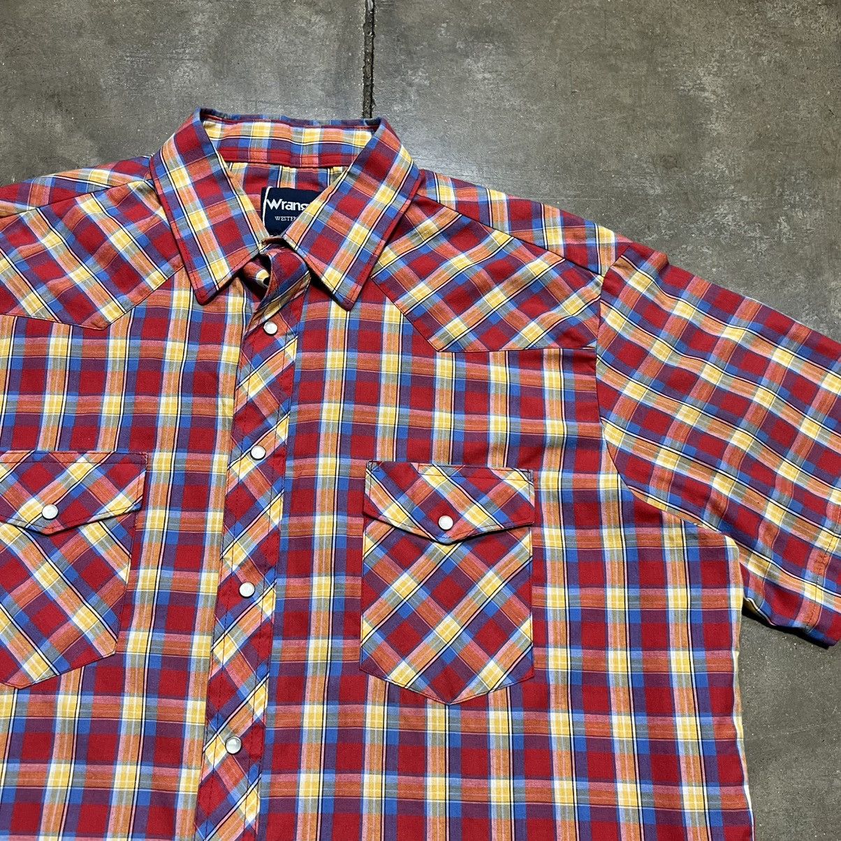 Wrangler Vintage Wrangler Pearl Snap Shirt Short Sleeve Plaid Western Size US XL / EU 56 / 4 - 3 Thumbnail