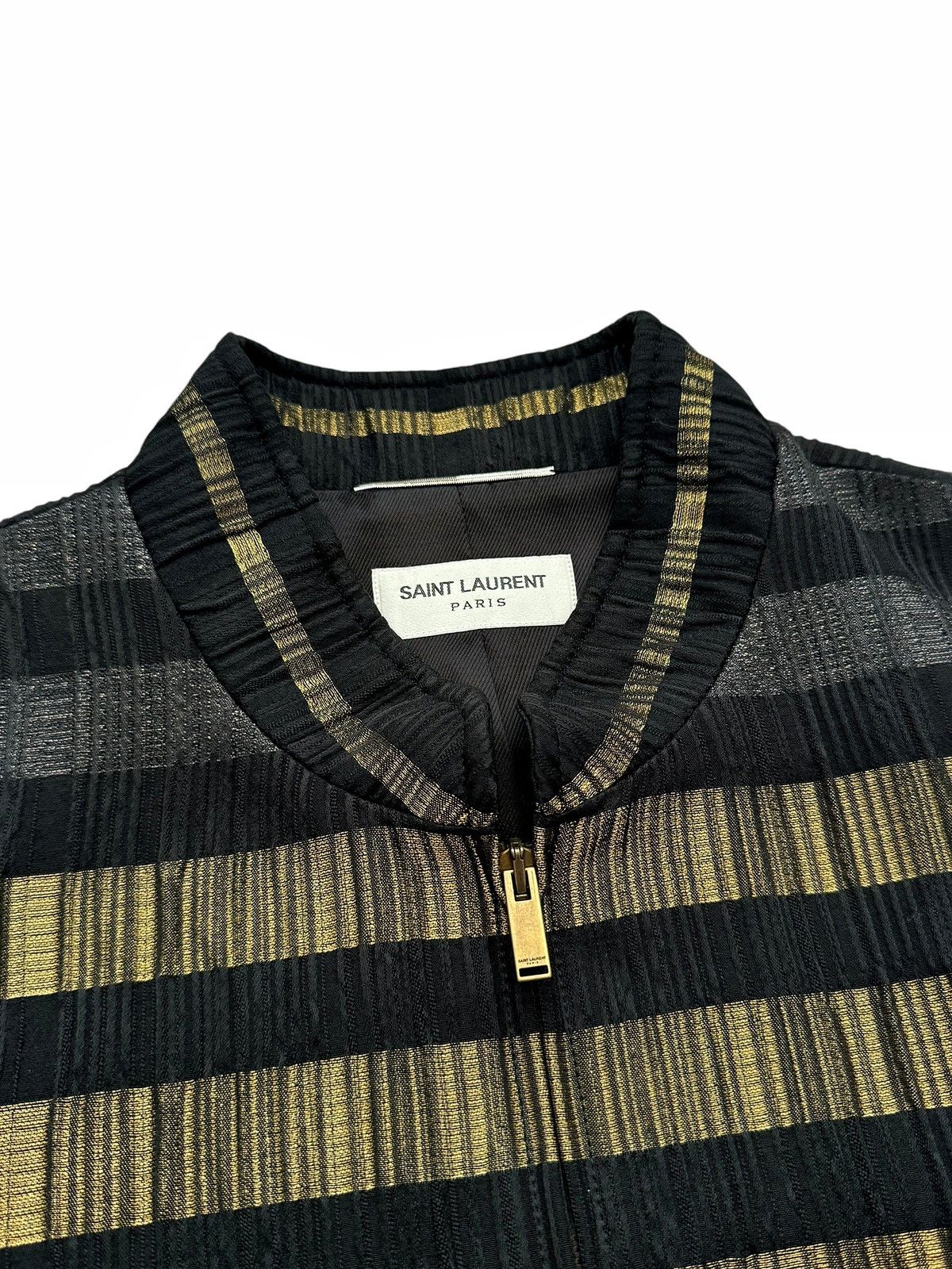 Saint Laurent Paris 2019 Gold Metallic Strips Gabardine Jacket Size US M / EU 48-50 / 2 - 2 Thumbnail