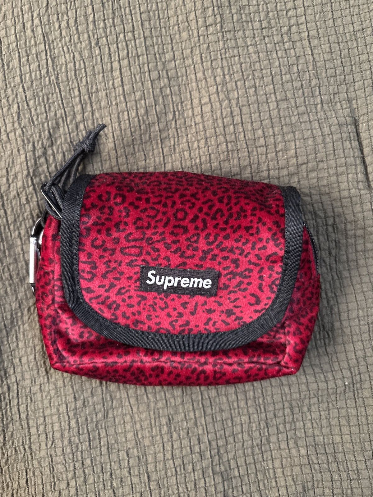 Supreme Supreme red velvet leopard print backpack | Grailed