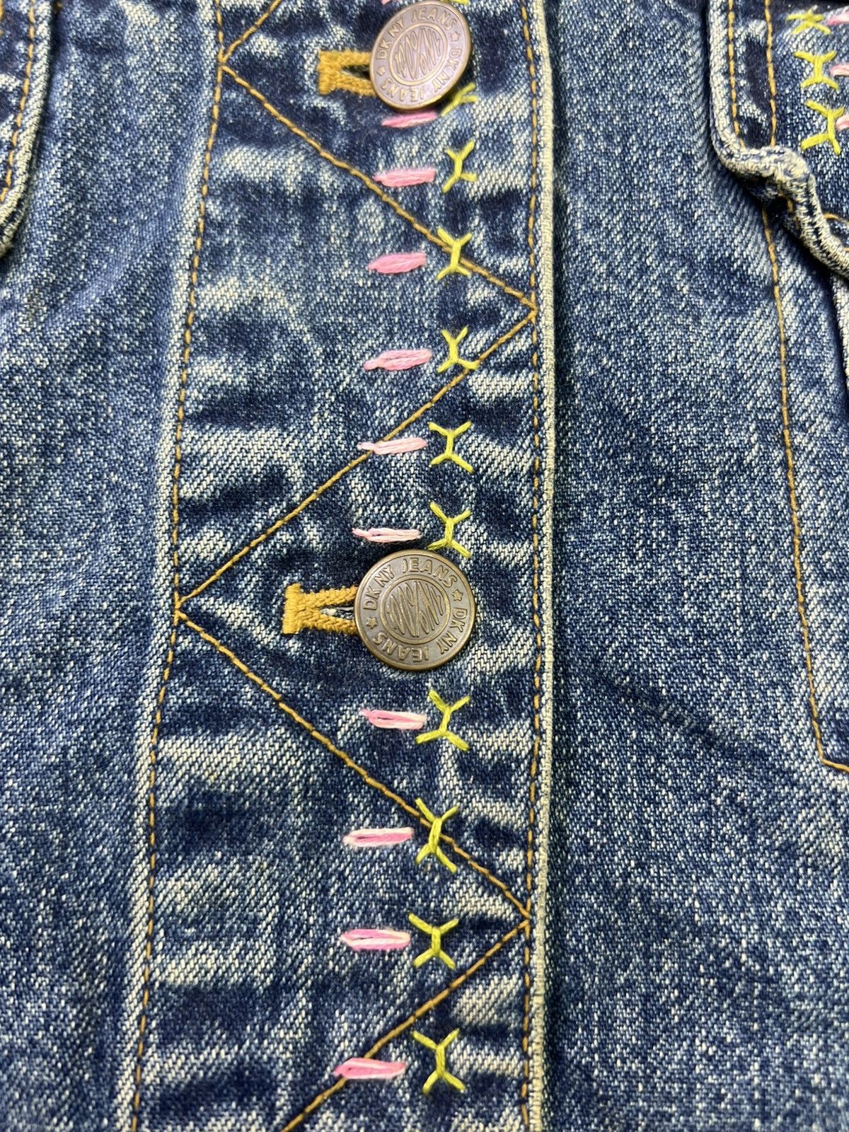 DKNY Vintage 1990s DKNY Jeans Embroidered Denim Vest Beaded Boho Size M / US 6-8 / IT 42-44 - 5 Thumbnail