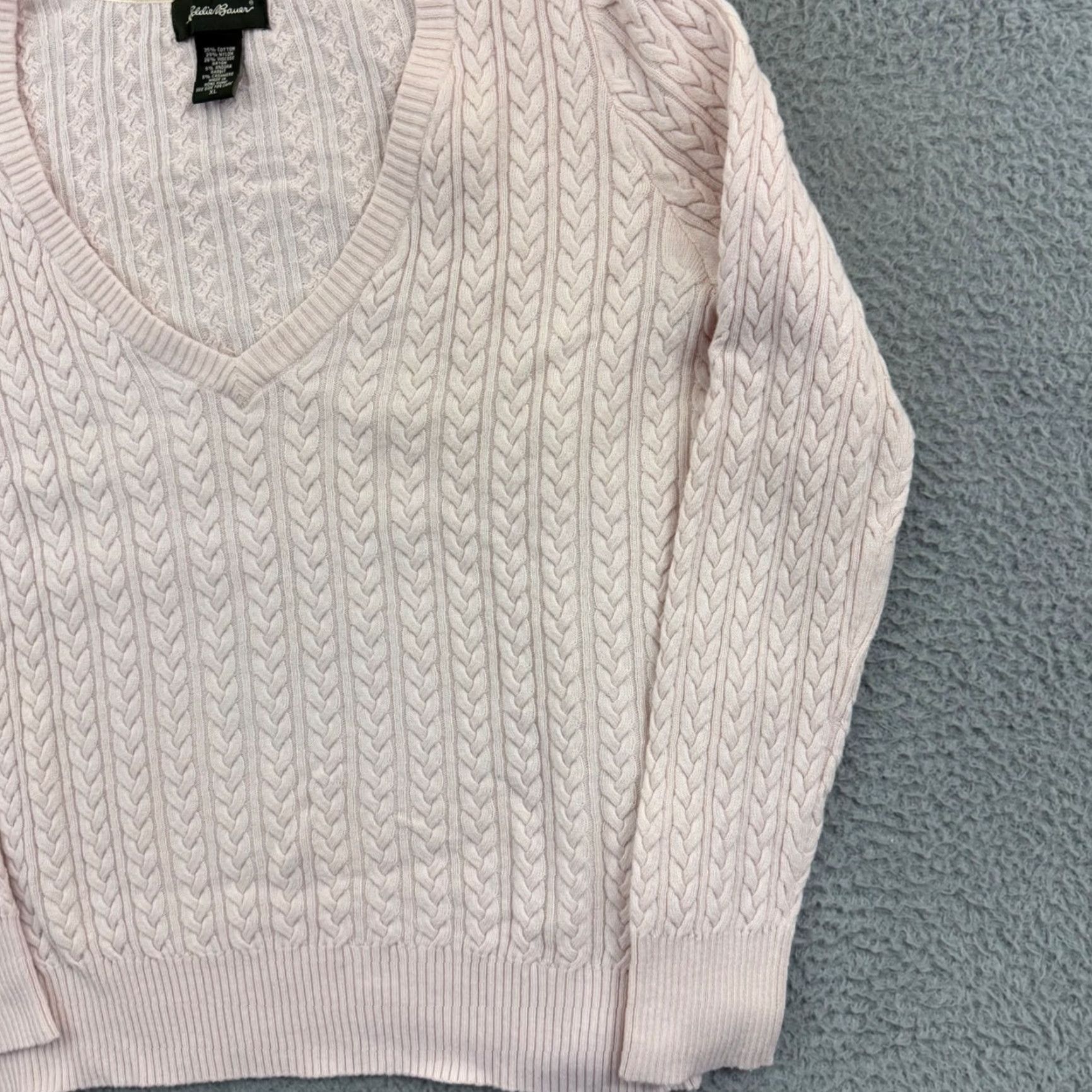 Eddie Bauer Vintage Eddie Bauer Sweater Womens XL Pink Cashmere Angora Cable Knit V Neck Ballet? Size XL / US 12-14 / IT 48-50 - 5 Thumbnail