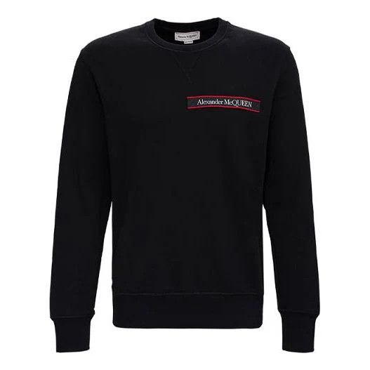 Alexander McQueen o1w1db10925 Selvedge Logo Tape Detail Sweatshirt in Black Size US XL / EU 56 / 4 - 1 Thumbnail