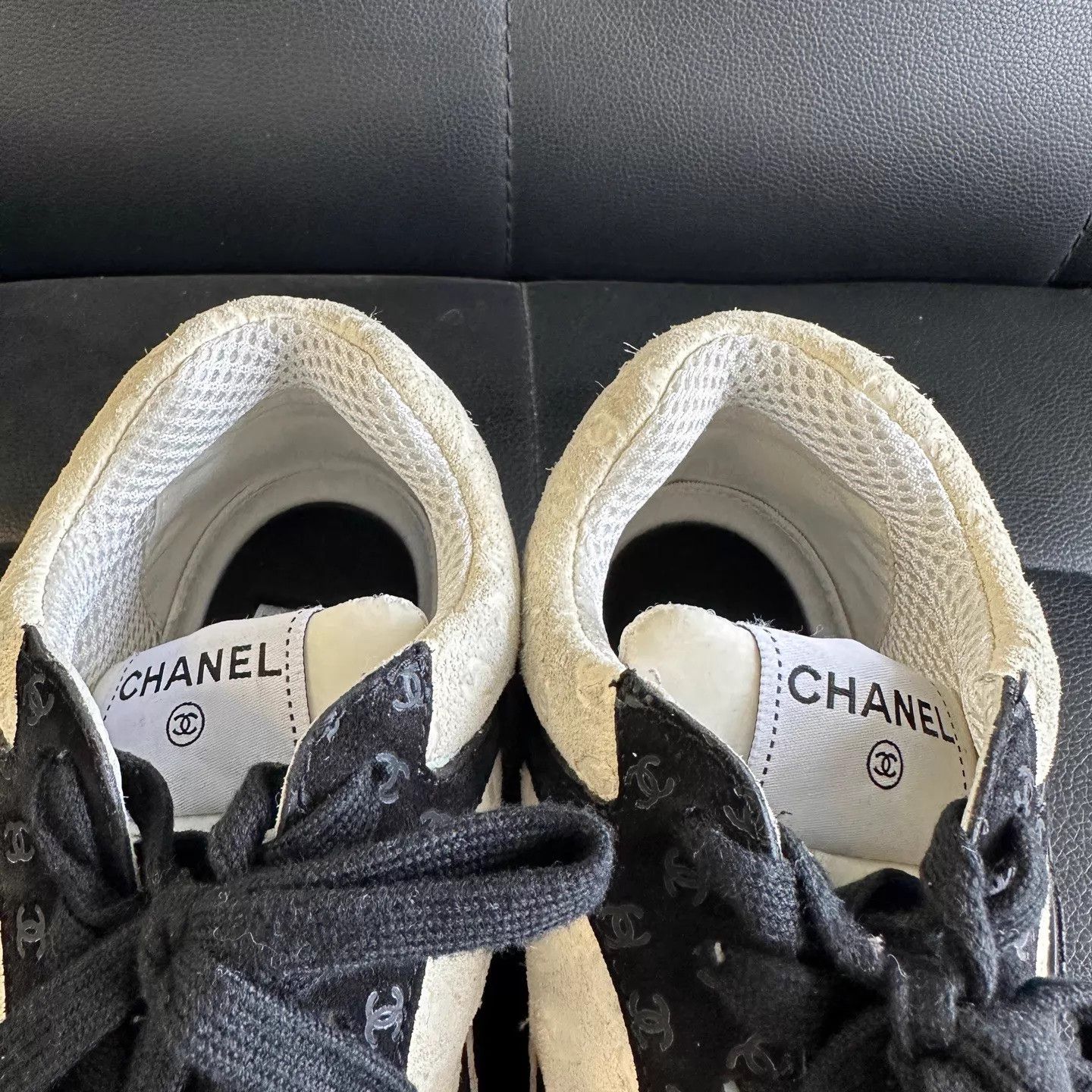 Chanel Chanel Women's B&W Embossed Logo Low Top Dad Sneaker Size US 6 / IT 36 - 6 Thumbnail