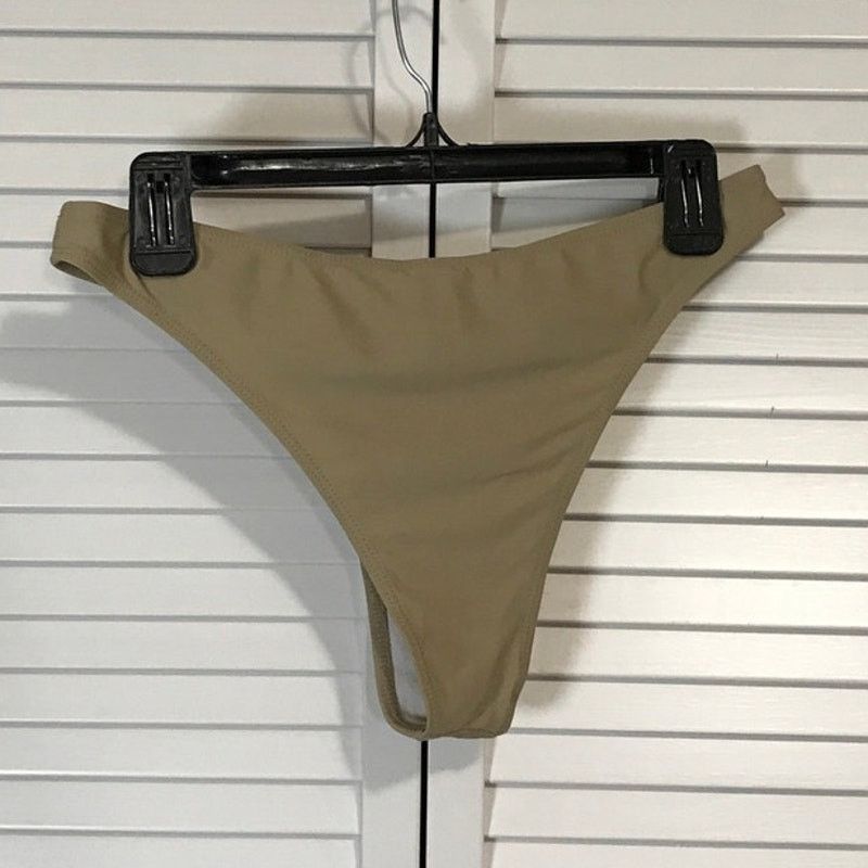 Other Y2K Earthy Khaki Taupe Low Rise High Leg Bikini Bottom L Size ONE SIZE - 2 Thumbnail