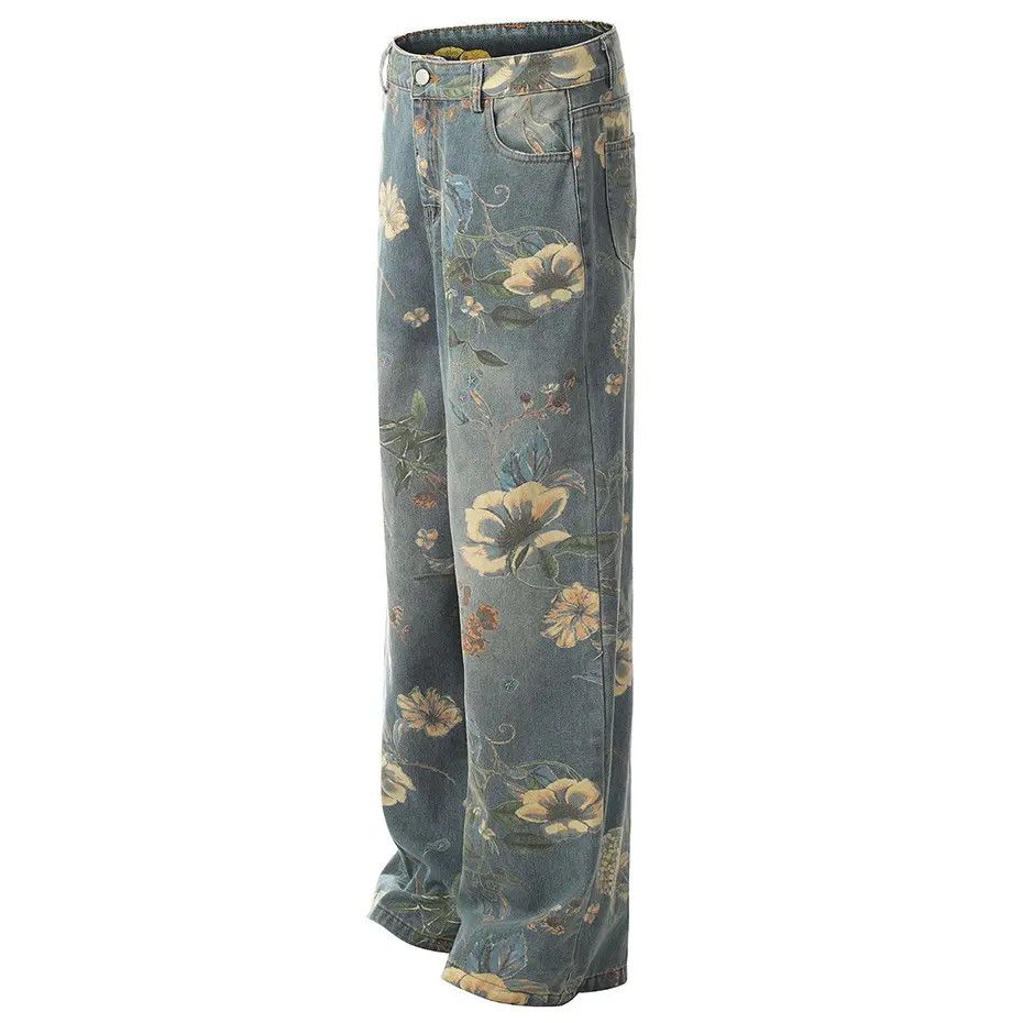 Japanese Brand × Vintage Bloom Flora Printed Baggy jeans Size US 33 - 8 Thumbnail