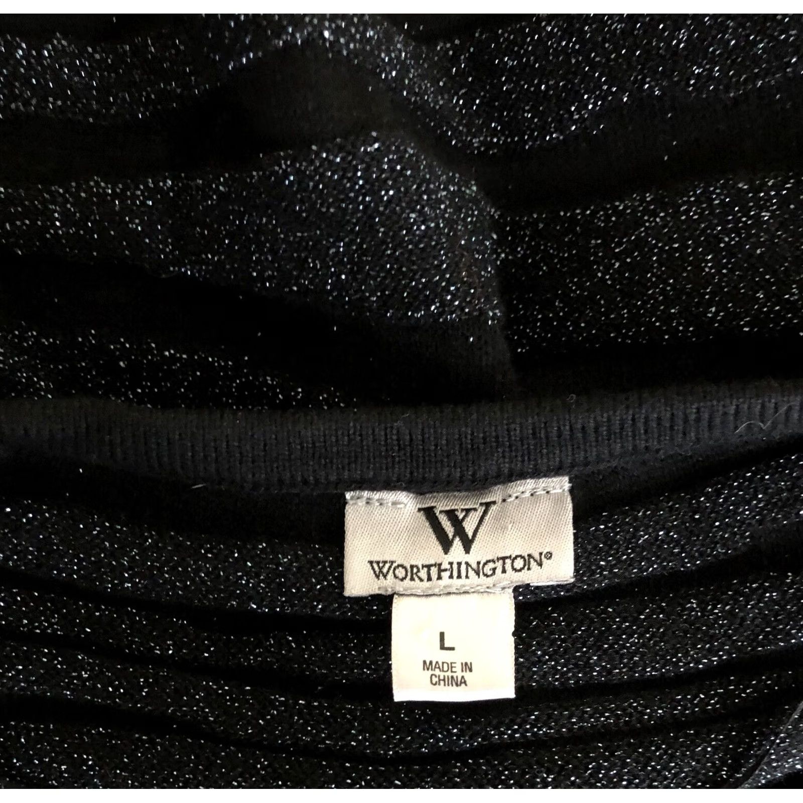 Worthington Worthington Sweater Top M Blk Zebra Glitter Metallic Gathered Ties 90s Y2K Glam Size M / US 6-8 / IT 42-44 - 4 Thumbnail