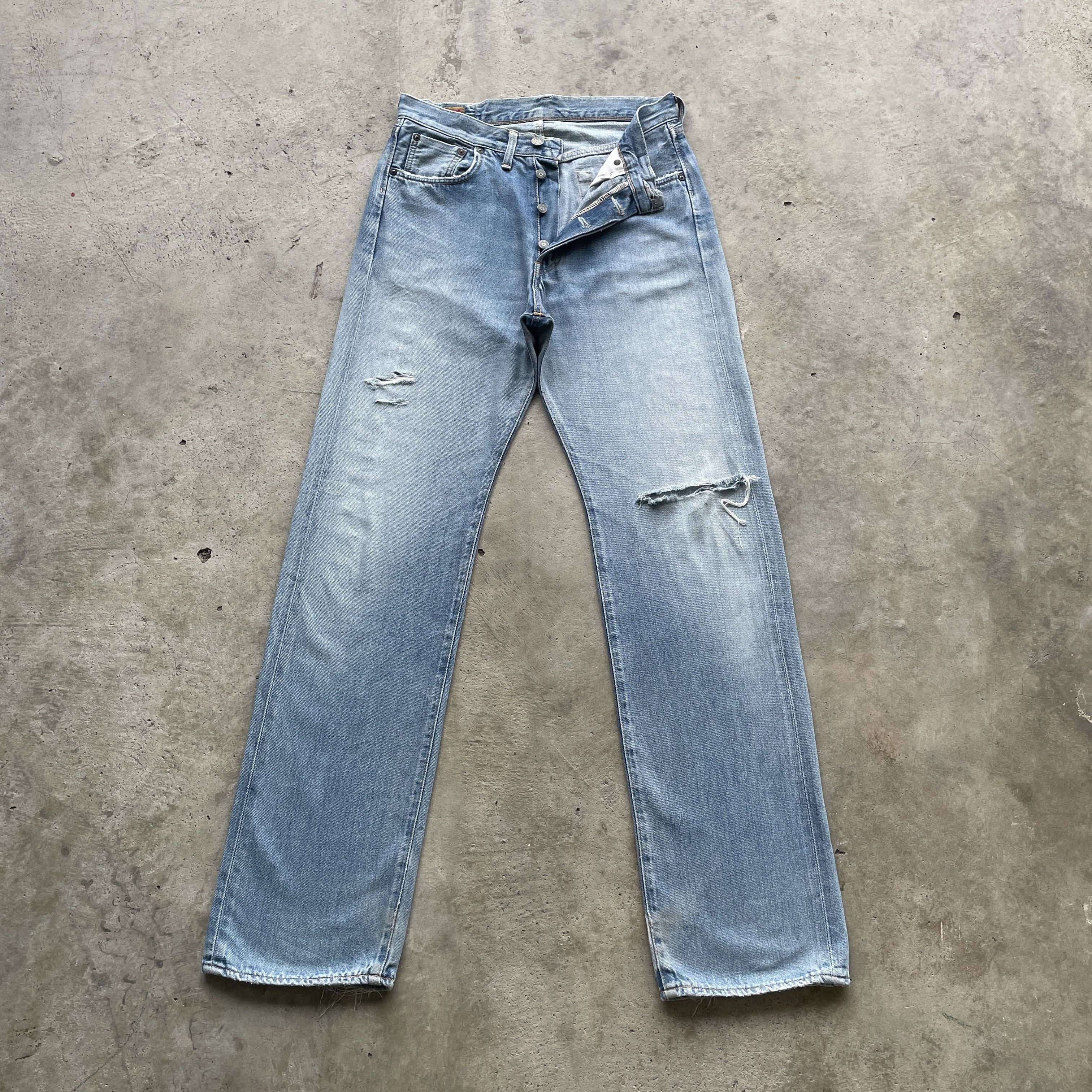 Edwin × Japanese Brand × Jean W30 VINTAGE EDWIN 505 FADED DENIM DISTRESSED JEANS PANTS Size US 30 / EU 46 - 2 Thumbnail