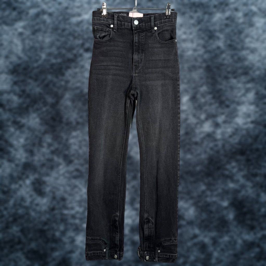 Vintage Revici Jeans Black Skinny High-Waisted Denim Size 26 Hem Design Womens Size 26" / US 2 / IT 38 - 1 Thumbnail