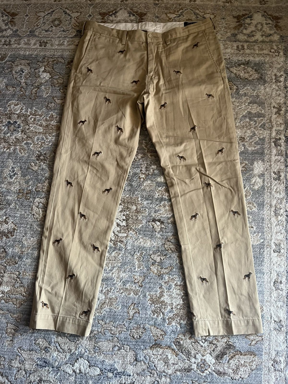 RRL Ralph Lauren POLO RALPH LAUREN DOG EMBROIDERY CHINOS 35x32 Size US 35 - 1 Thumbnail