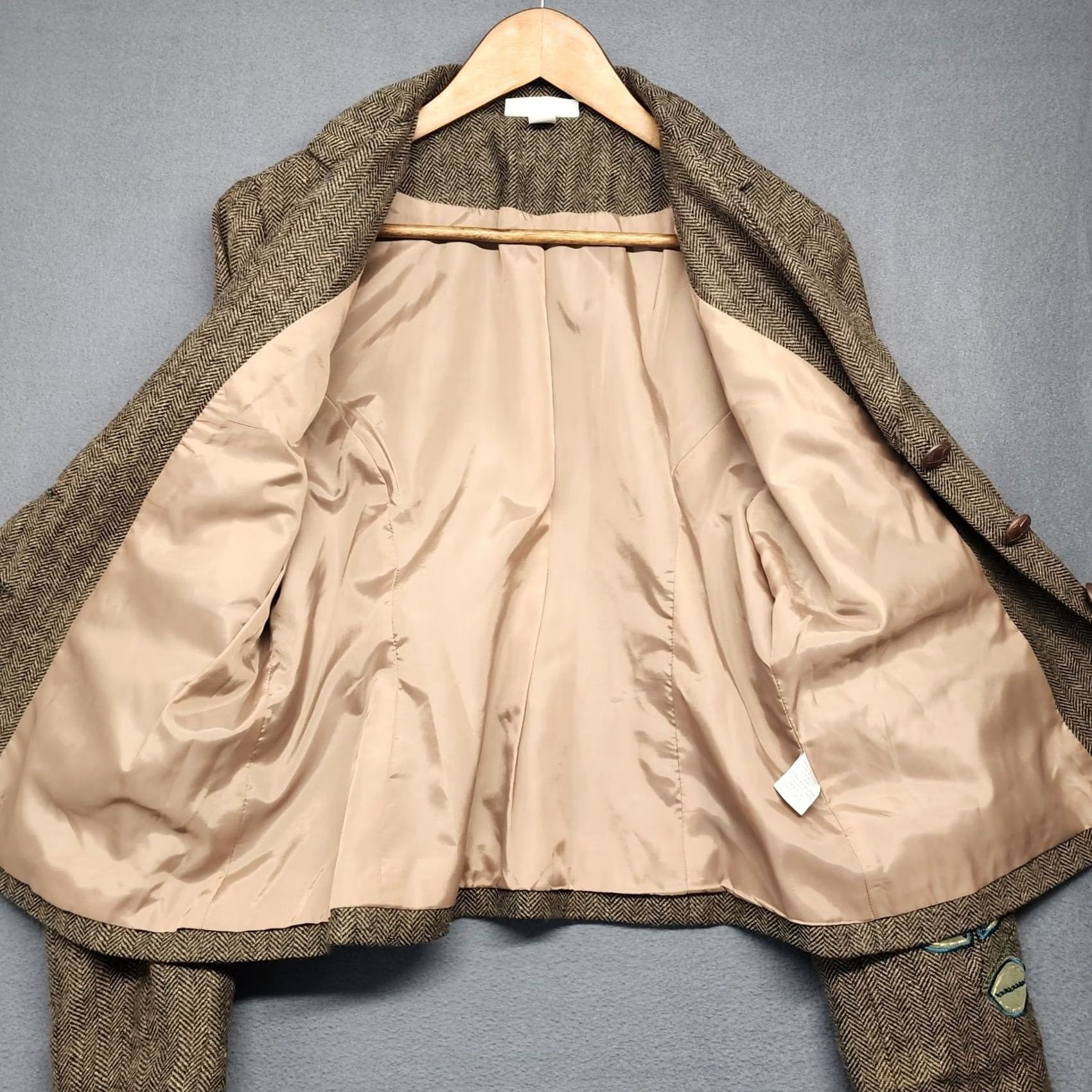 Vintage VINTAGE DressBarn Blazer Women 12 Brown Herringbone Wool Blend Floral Applique Jacket Blazer Womens Size XL / US 12-14 / IT 48-50 - 3 Thumbnail