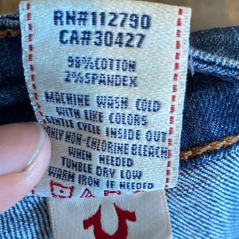 True Religion VINTAGE? — Wait; item is True Religion Womens Jeans Blue Low Rise Straight Leg Embroidered Stretch 27 Size 27" / US 4 / IT 40 - 5 Thumbnail