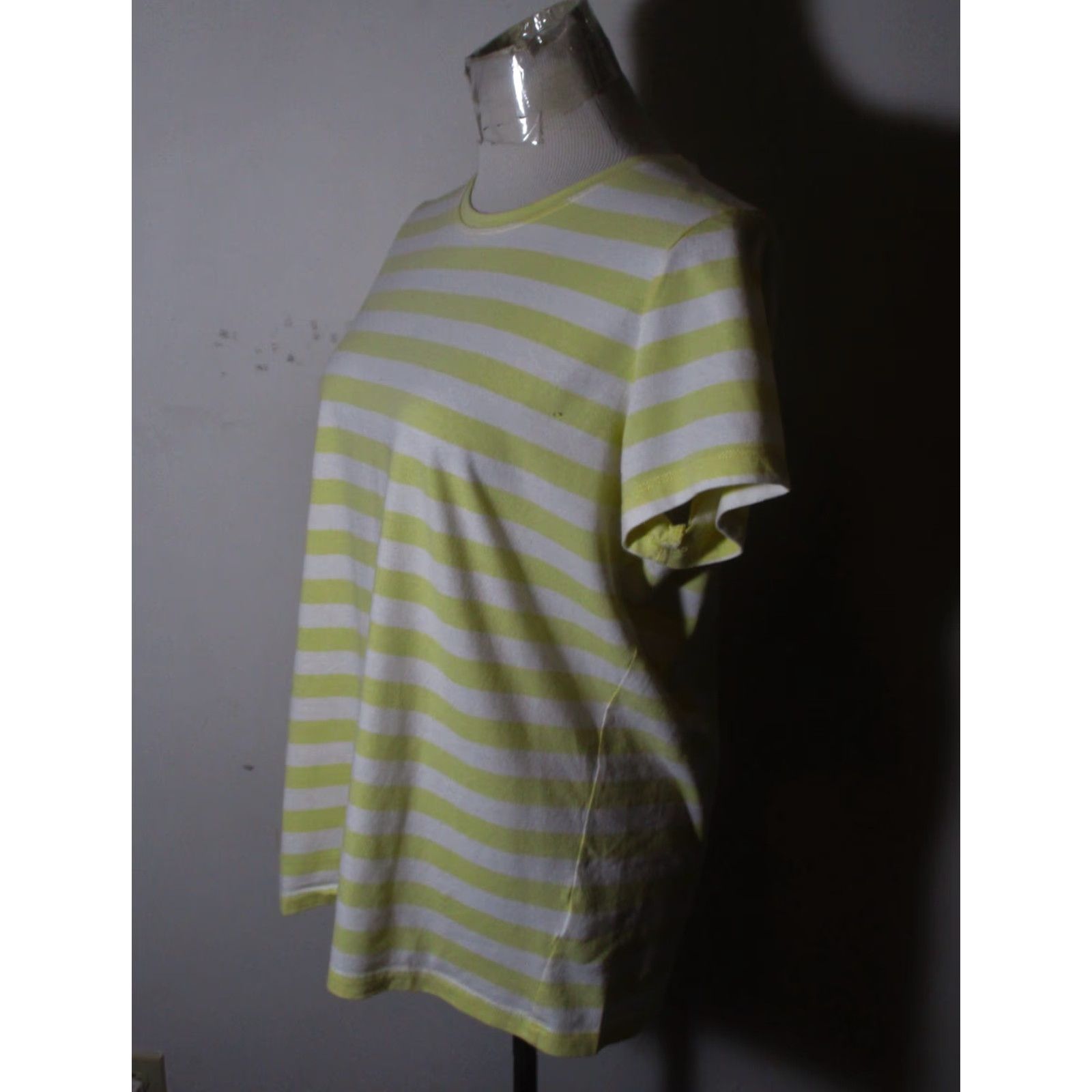 Vintage L.L. Bean Yellow Striped Short Sleeve Top M Reg. Womens Shirt Blouse Crew Neck Cotton Knit Classic Fit Size M / US 6-8 / IT 42-44 - 4 Thumbnail