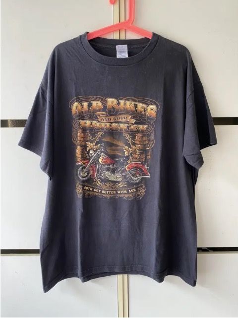 Vintage Y2K OLD BIKES AND GOOD WHISKEY T SHIRT Size US XL / EU 56 / 4 - 1 Thumbnail