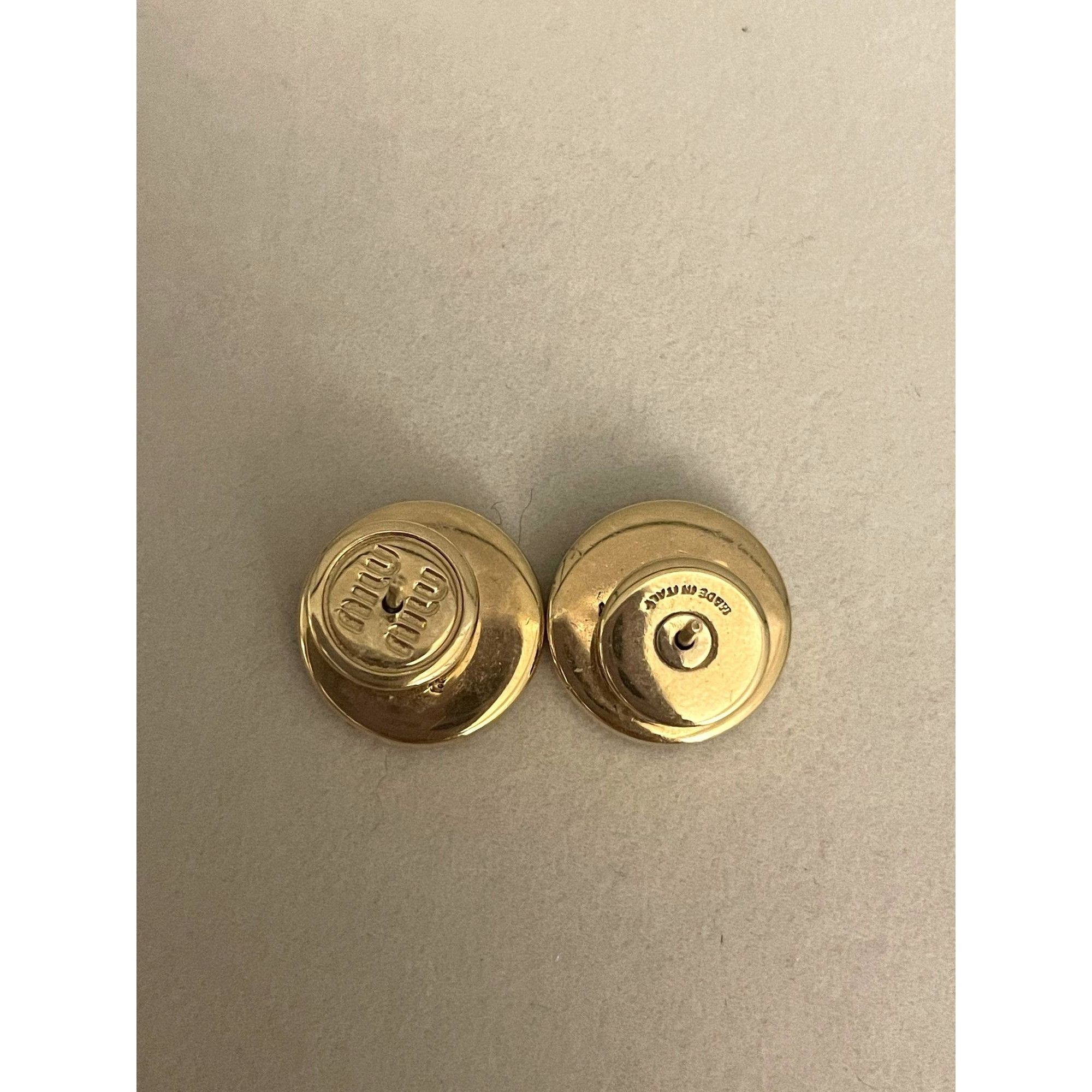 Miu Miu Miu Miu Gold-Tone & Pink Logo Round Stud Earrings Size ONE SIZE - 3 Thumbnail