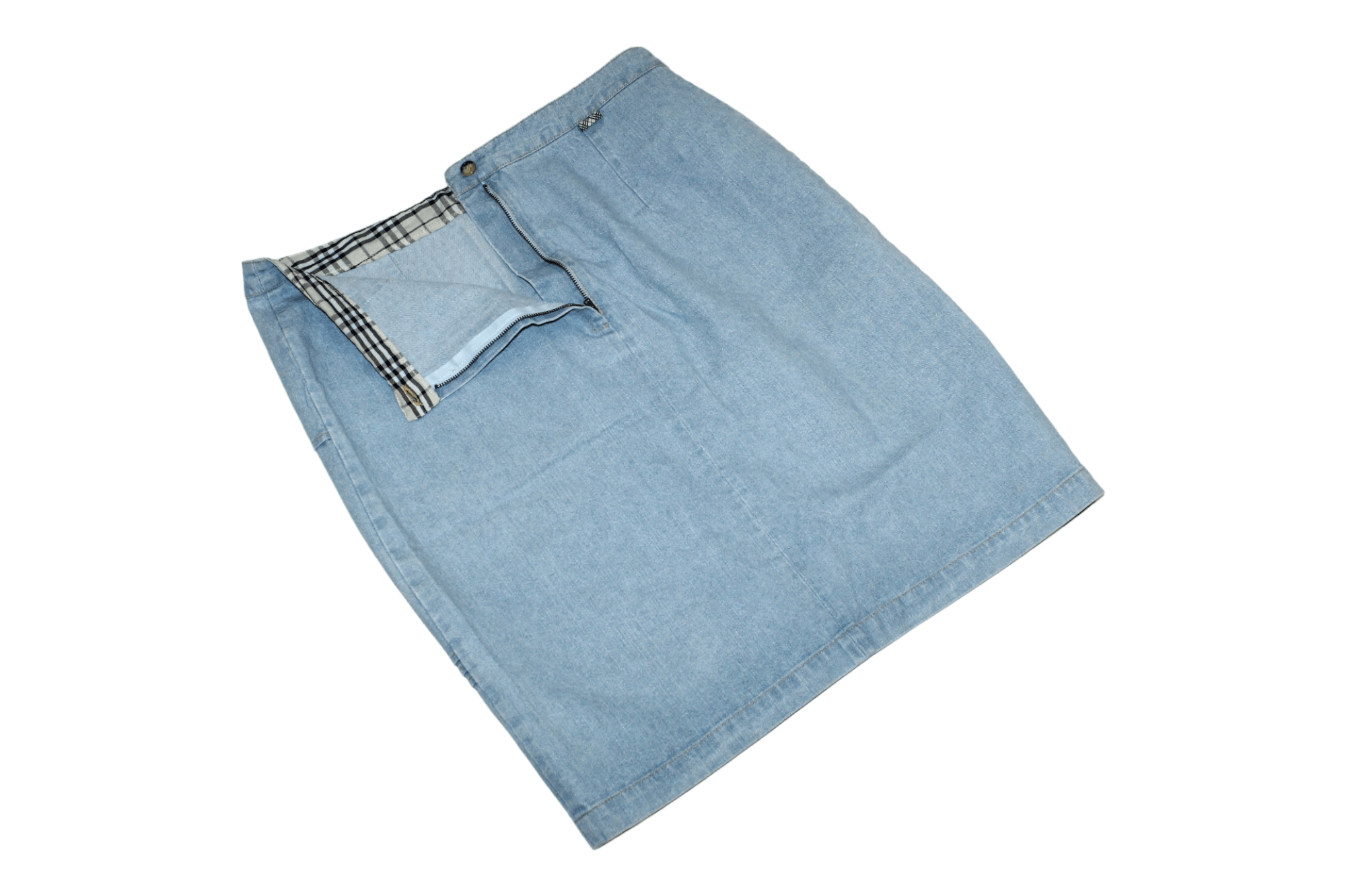 Burberry 💥Burberry London Blue Wash Denim Block Skirt Size 34" / US 12 / IT 48 - 1 Thumbnail