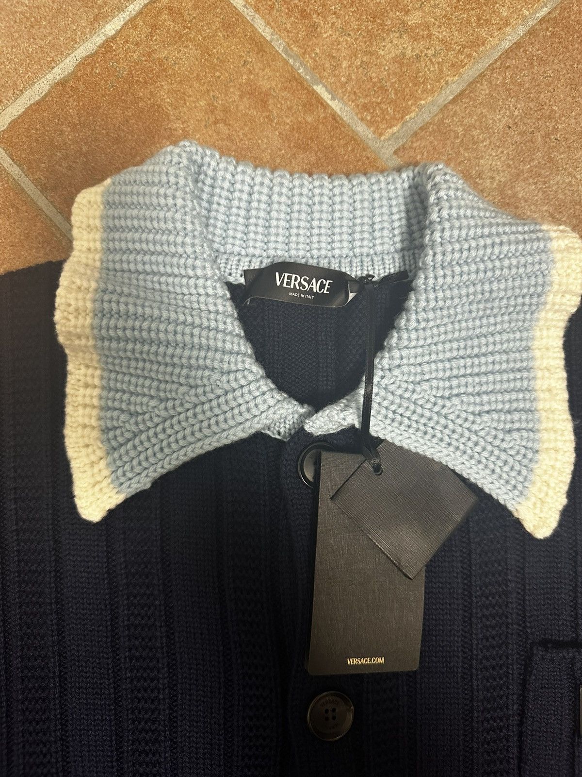 Versace Versace Blue Knit Cardigan Size US XXL / EU 58 / 5 - 5 Thumbnail