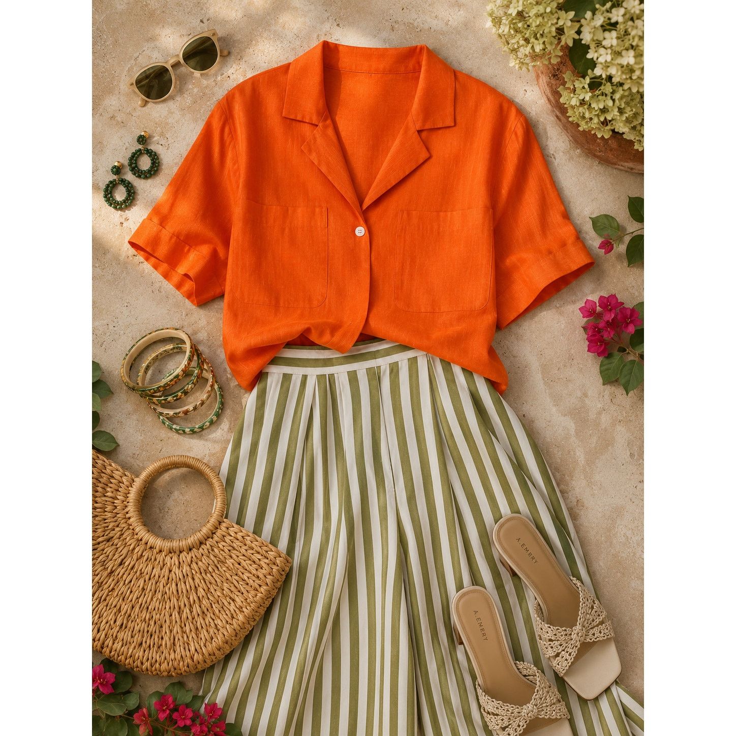 Vintage Vintage 90s 100% linen orange button-down blouse size 14 Size XL / US 12-14 / IT 48-50 - 2 Thumbnail