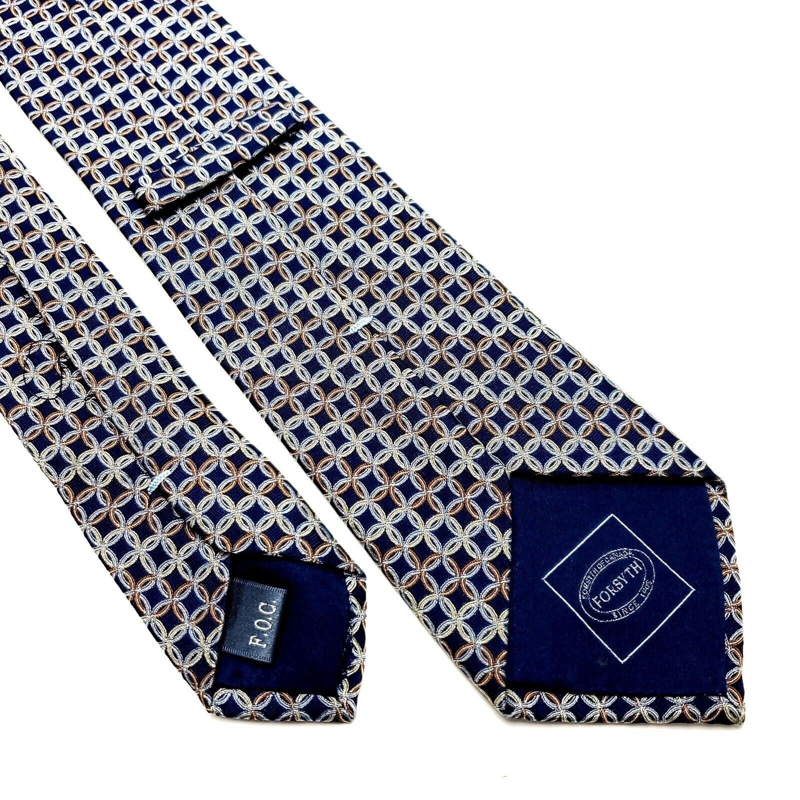Vintage Forsyth Silk Tie Blue Woven Geometric Size ONE SIZE - 6 Thumbnail