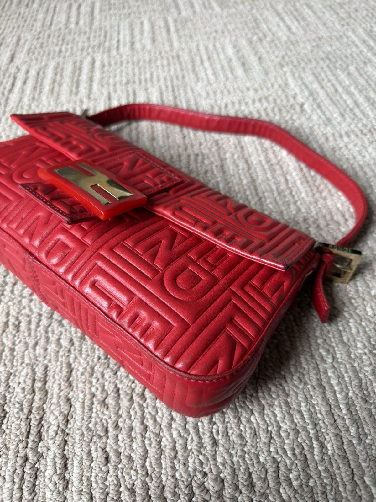 Fendi Fendi Baguette - 1997 Re-edition - Red Nappa Leather - Gold Size ONE SIZE - 11 Thumbnail