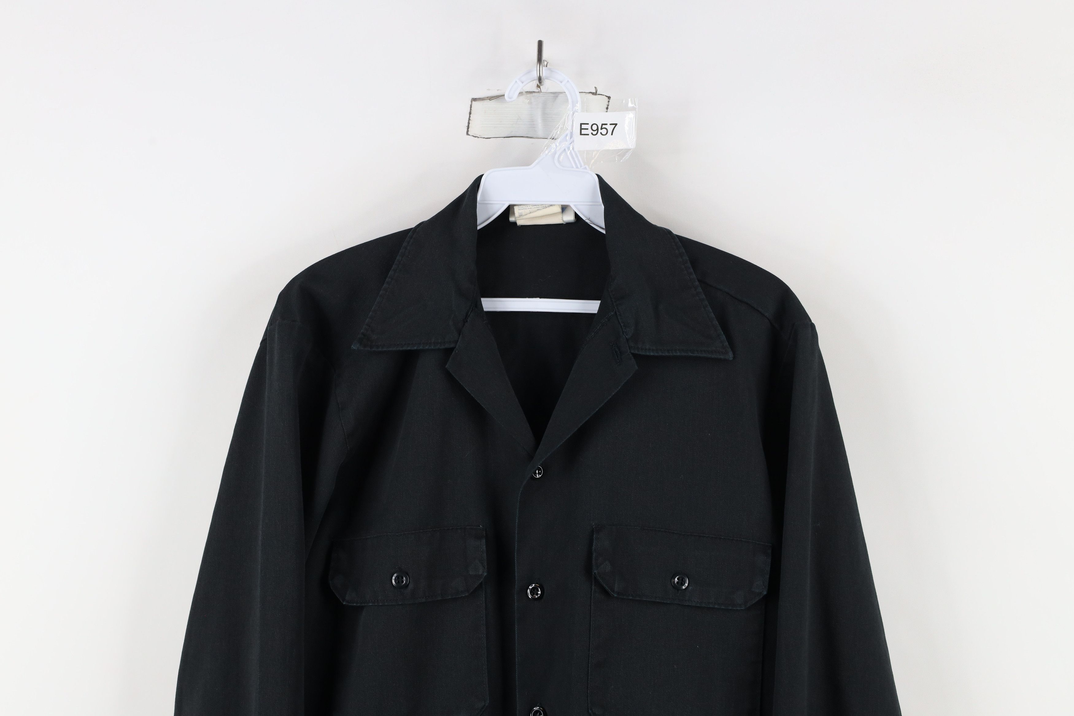 Dickies × Vintage Vintage 90s Dickies Thrashed Workwear Button Shirt Black USA Size US M / EU 48-50 / 2 - 2 Thumbnail