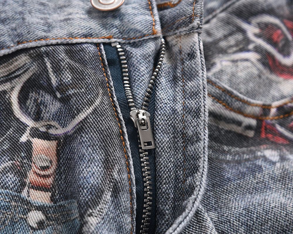 Jean × Vintage High Street Chain Print Washed Baggy Size US 31 - 8 Thumbnail