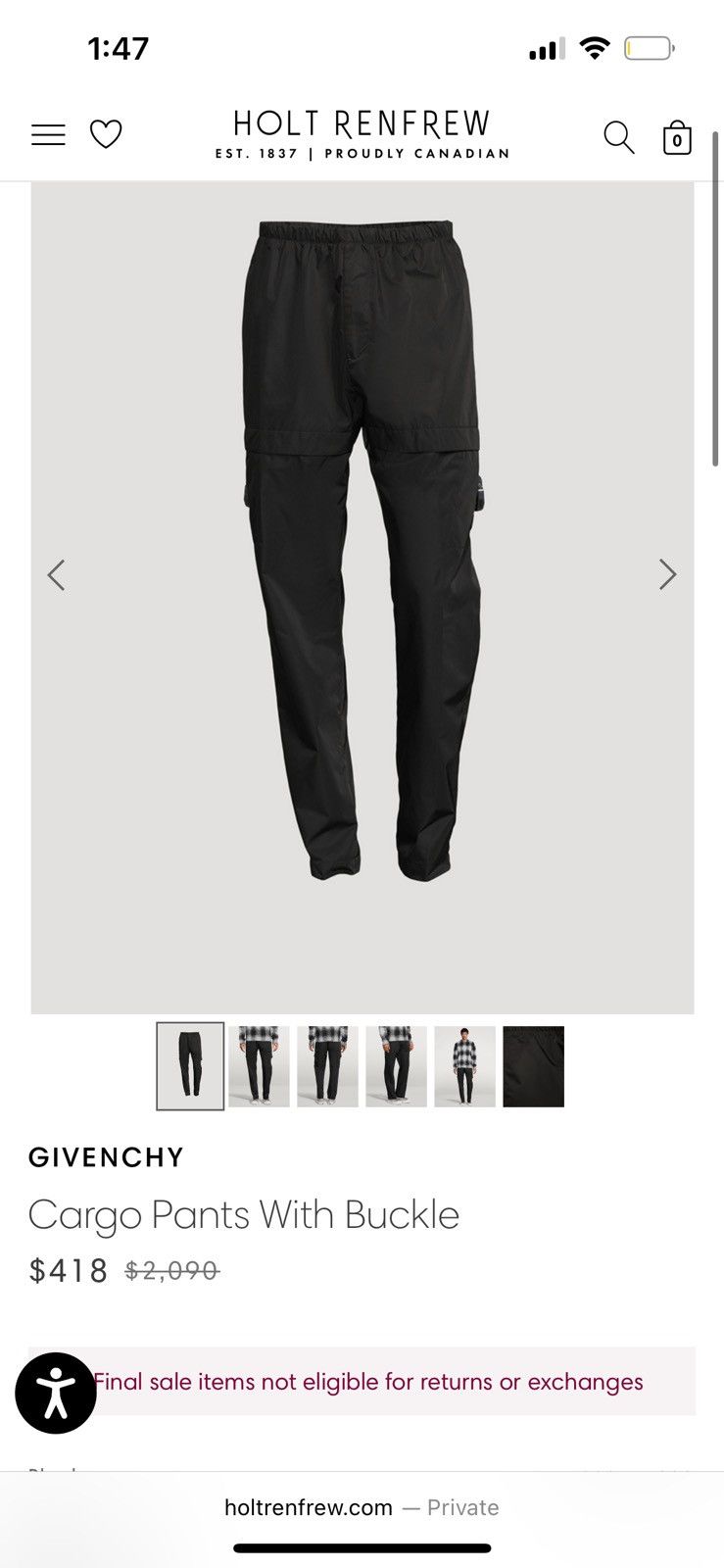 Givenchy Givenchy Black Buckle Pants Size US 33 - 9 Thumbnail