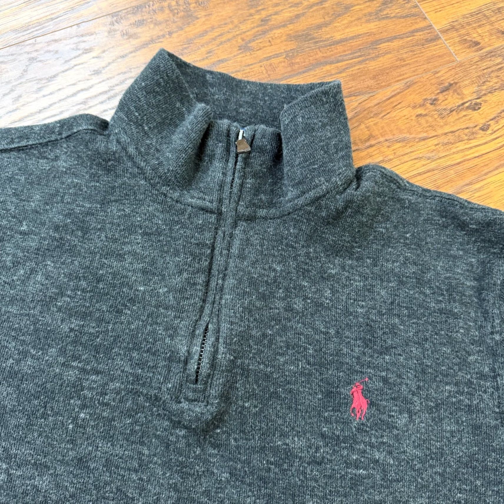 Polo Ralph Lauren Polo Ralph Lauren Sweater Mens M Gray 1/4 Zip Estate Rib Pullover Red Pony Knit Cotton Logo Mock Neck Casual Preppy Size US M / EU 48-50 / 2 - 2 Thumbnail