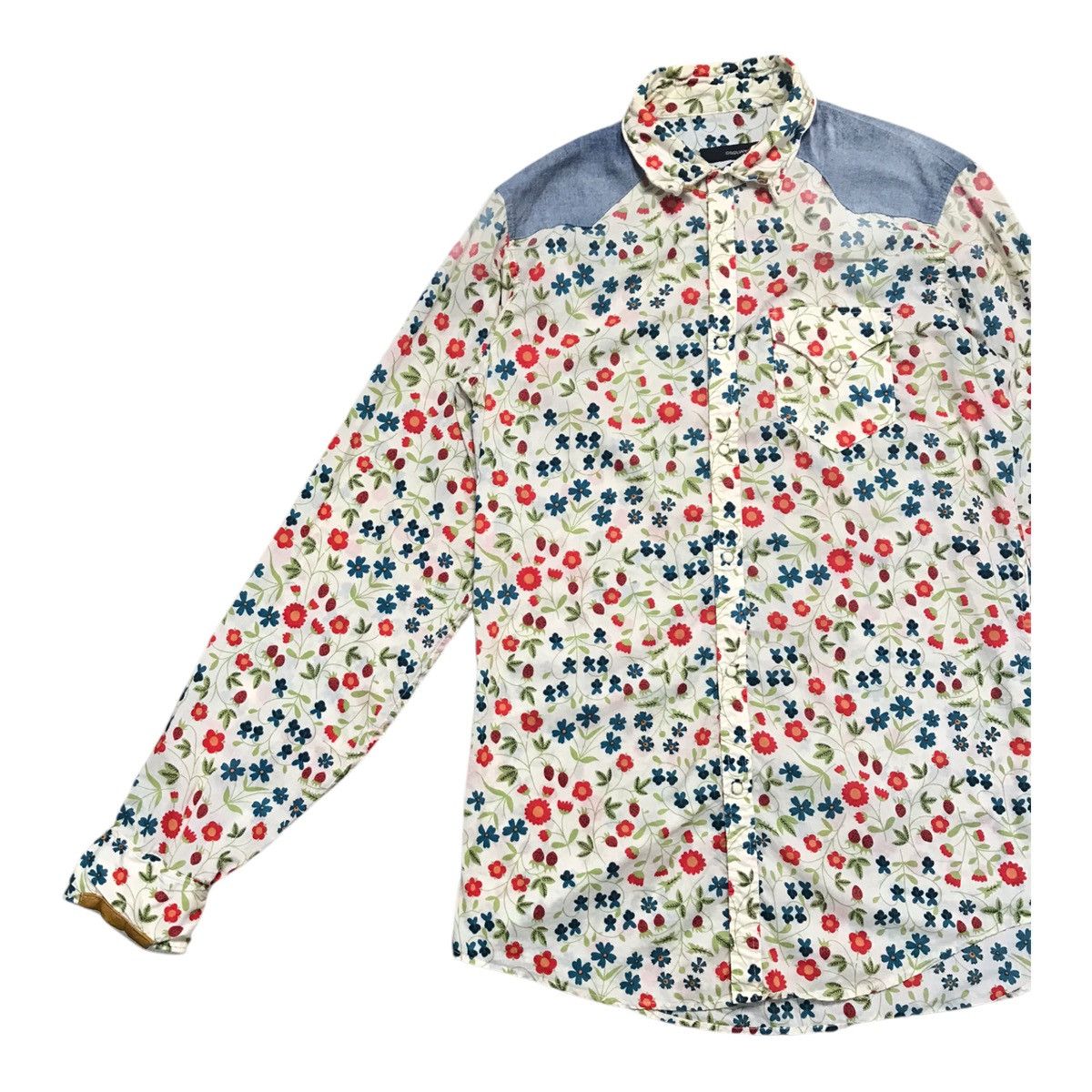 Designer × Dsquared2 2006 Dsquared2 Floral Western Denim Button Up Shirt Size US M / EU 48-50 / 2 - 3 Thumbnail