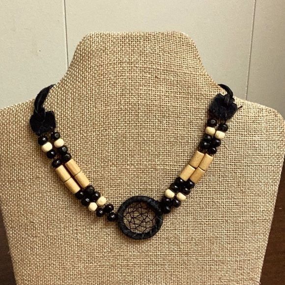 Other Black leather dreamcatcher choker with wooden beads. Leather Size ONE SIZE - 1 Thumbnail