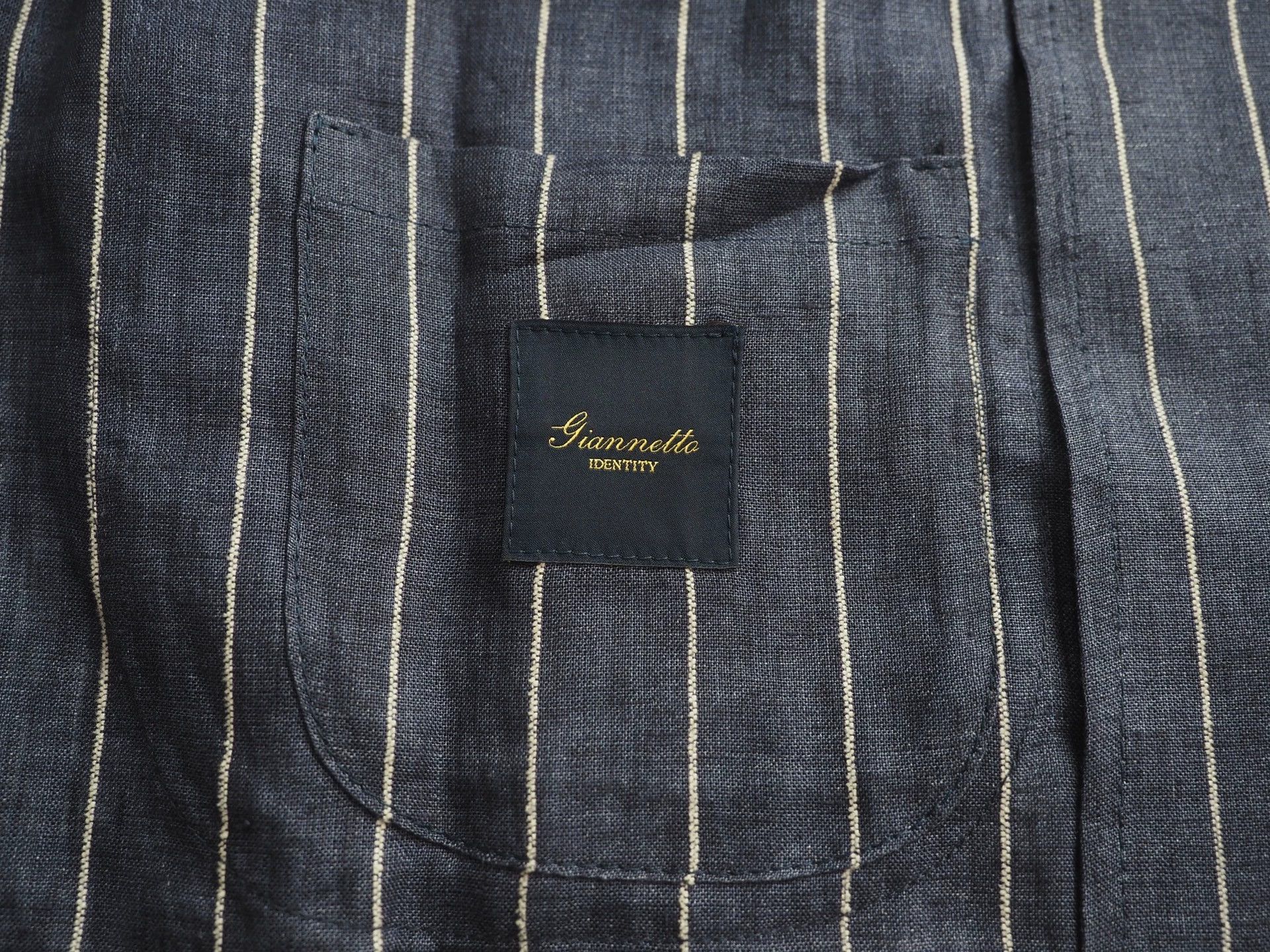 Other GIANNRTTO Dark Blue Vertical Striped Linen Suit Size 36R - 5 Thumbnail