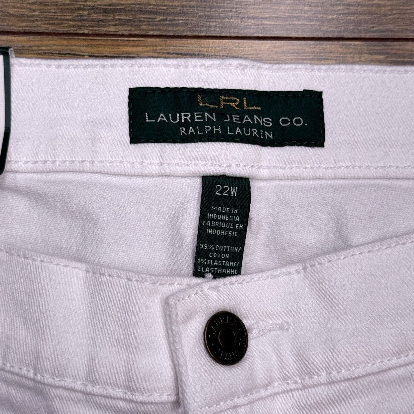 Ralph Lauren Lauren Ralph Lauren Jeans Straight 22W White High Rise Stretch Denim 5-Pocket Womens Plus Classic Modern 31in Inseam Size 40" / US 18 - 2 Thumbnail