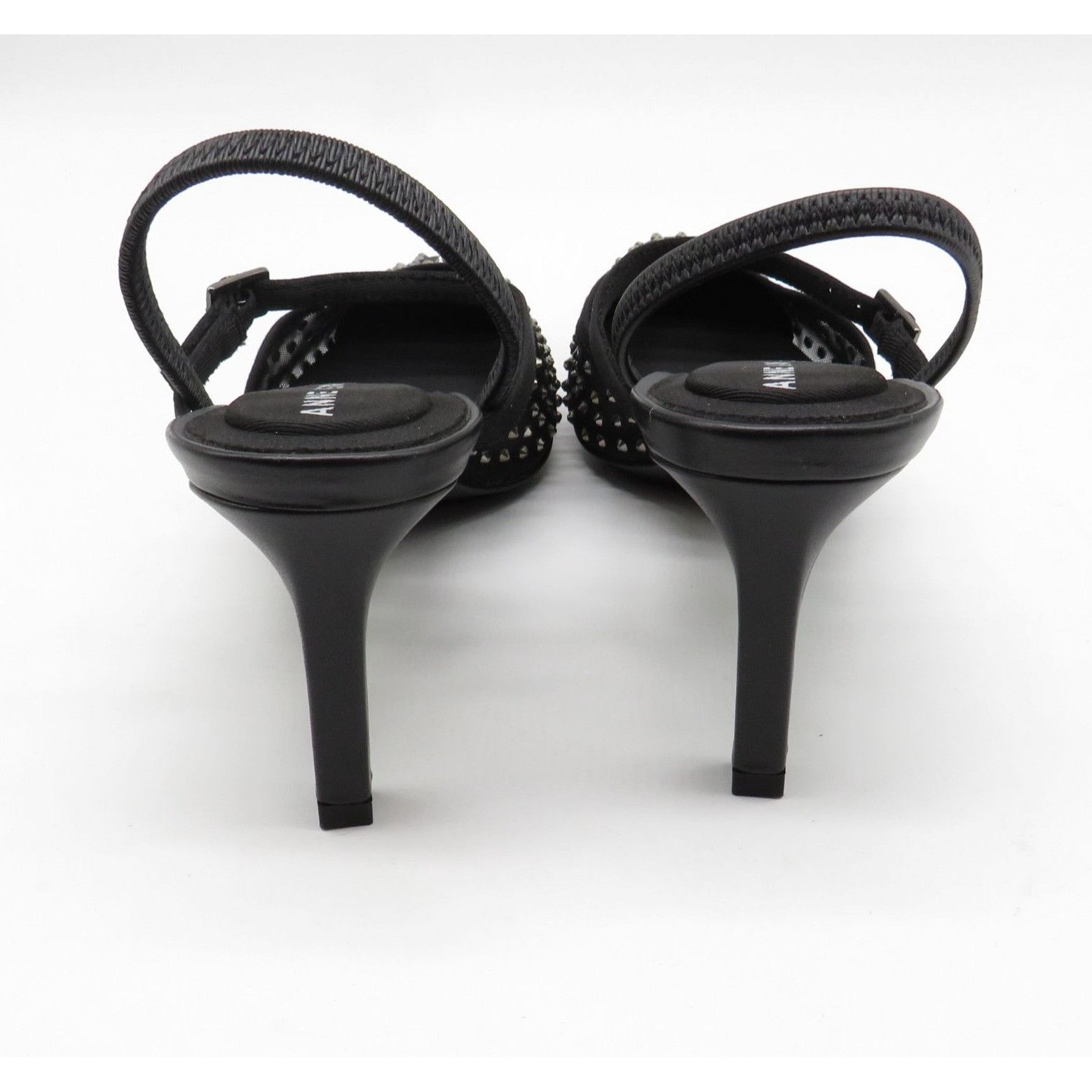 Other Anne Klein Women's Black Crystal Embellished Sling Back Heel Size US 8.5 / IT 38.5 - 6 Thumbnail