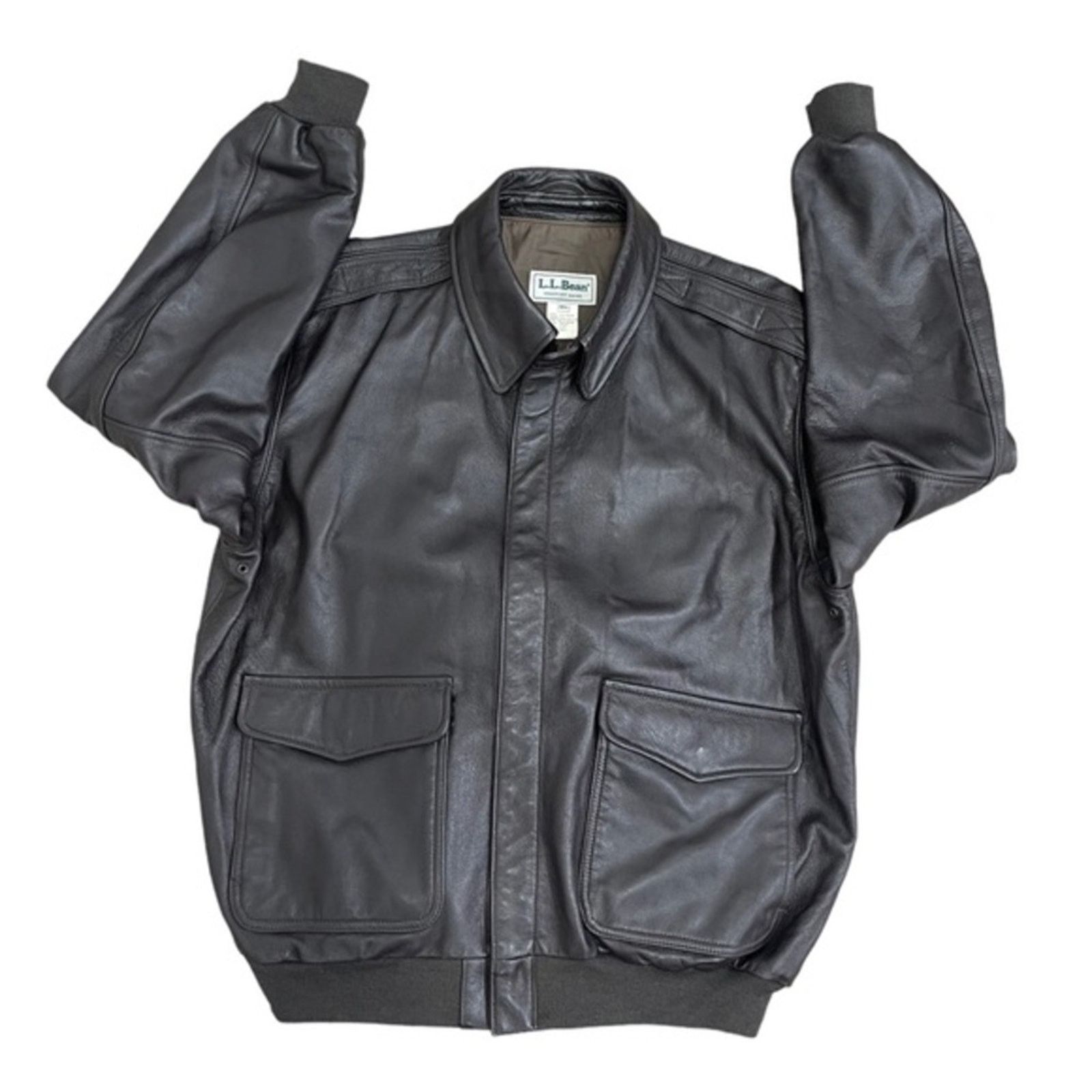 L.L. Bean Vintage LL Bean Goat Skin Leather Jacket Bomber Flight 90’s Size US XL / EU 56 / 4 - 1 Thumbnail