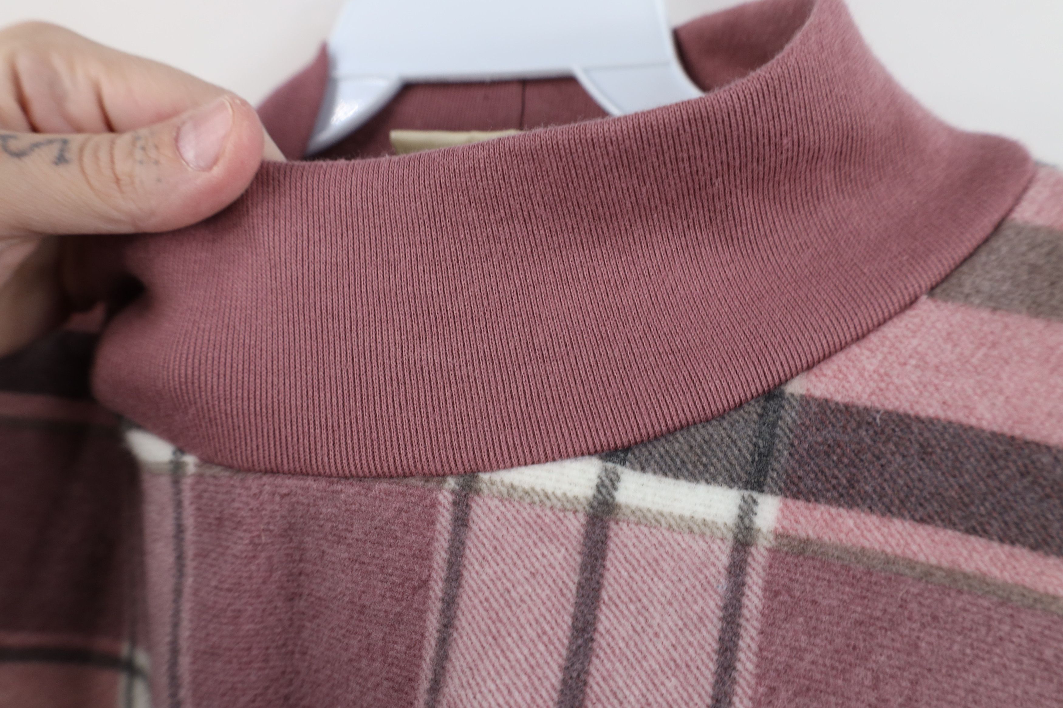 Vintage Vintage 90s Streetwear Mock Neck Sweatshirt Pink Plaid Size 3XL / US 20-22 - 6 Thumbnail