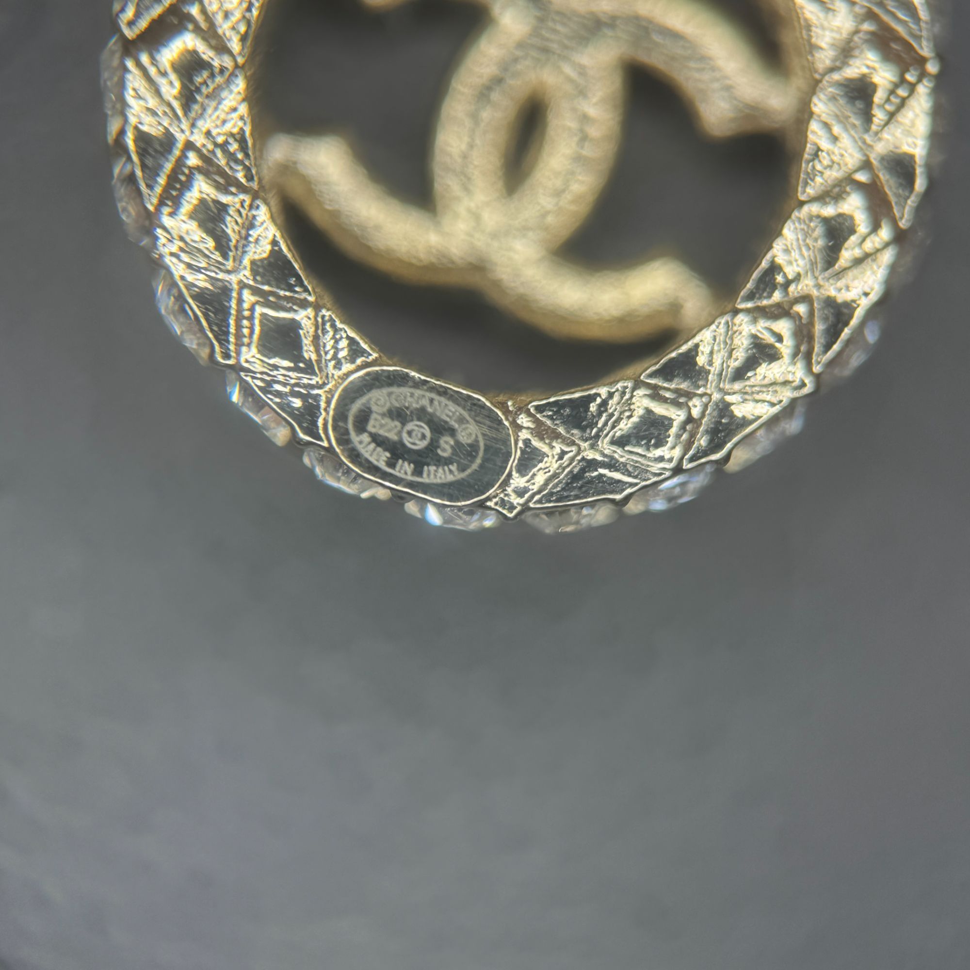 Chanel Chanel Gold-Tone Crystal Logo Earrings In Original Box Size ONE SIZE - 3 Thumbnail