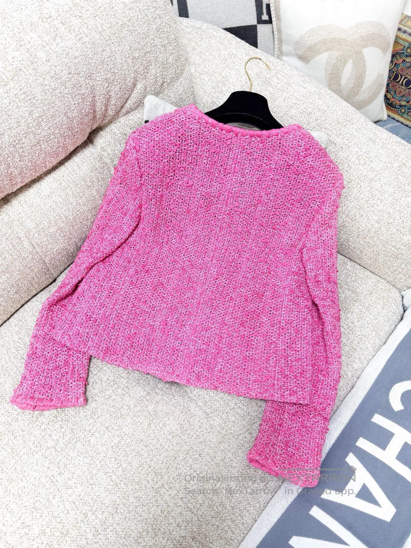 Chanel Chanel 21C Pink Knit V-Neck Jacket. Size US L / EU 52-54 / 3 - 2 Thumbnail