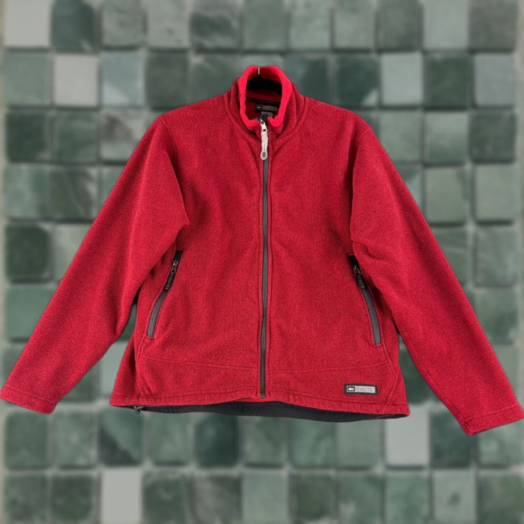 Vintage REI Womens Red Fleece Full Zip Jacket Long Sleeve Pockets Mock Neck Casual Outdoor Vintage L Jacket Mens Womens Girls Size L / US 10 / IT 46 - 1 Thumbnail