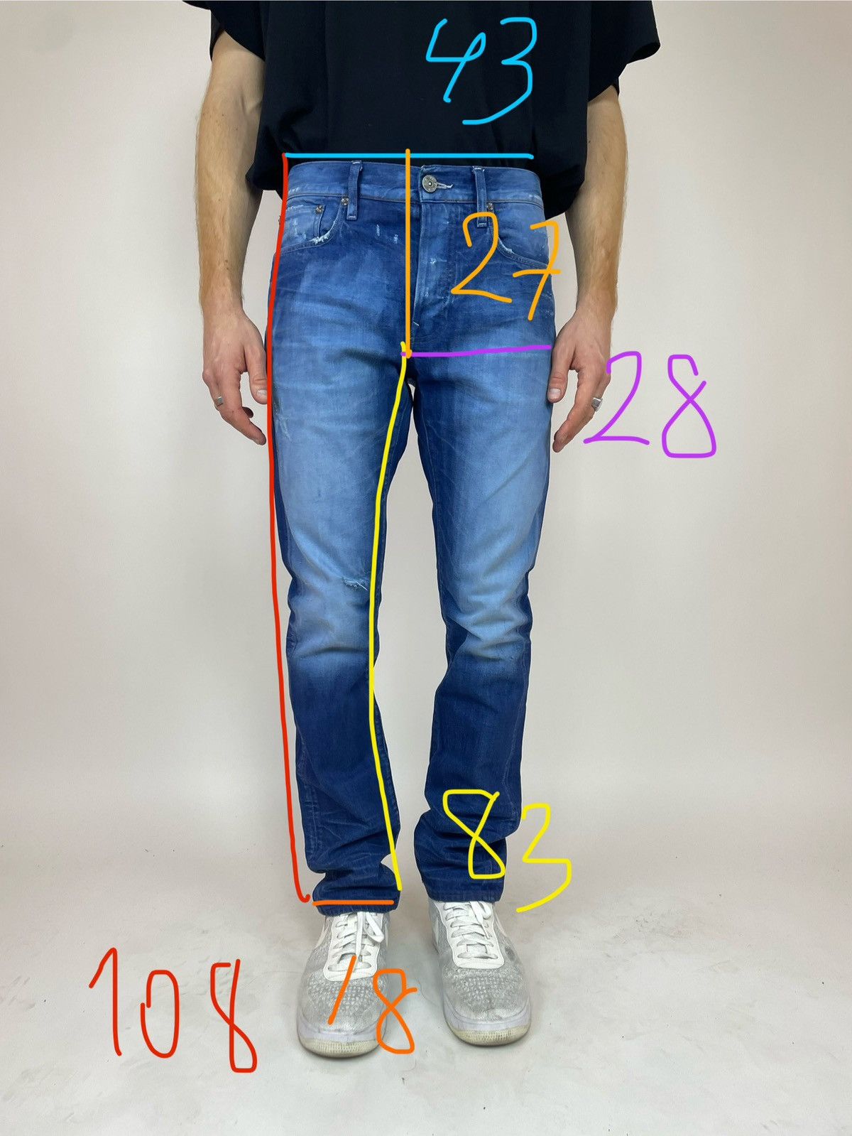 G-Star G-star RAW 3301 SLIM FLING DENIM MEDIUM AGED jeans Mens Size US 33 - 8 Thumbnail