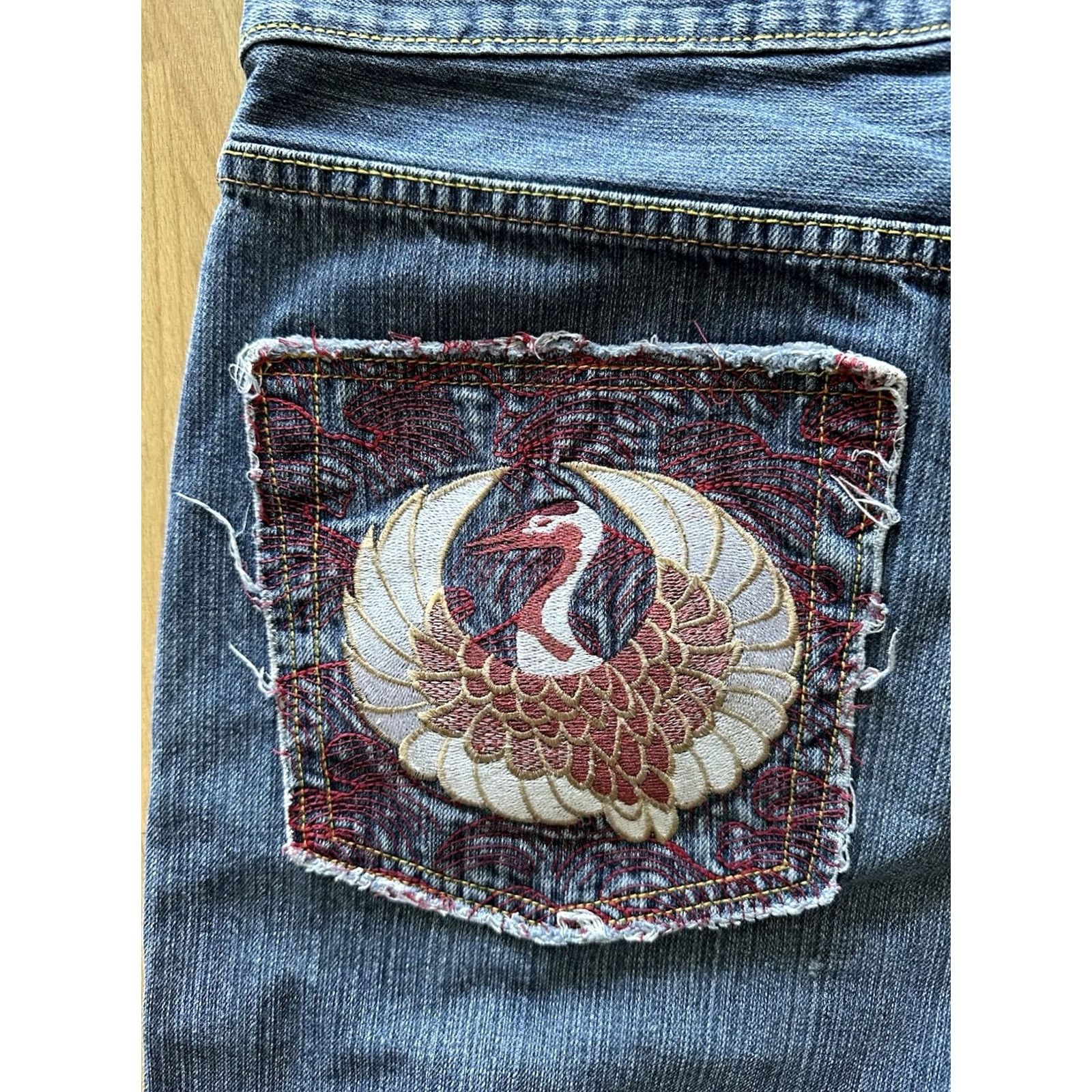 RMC Jeans VINTAGE Red Monkey Jeans Mens 5-Pocket Denim Straight Regular Blue Y2K Skater Embroidered Hip Hop Fall Spring Summer Winter 38 Mens Size US 38 / EU 54 - 2 Thumbnail